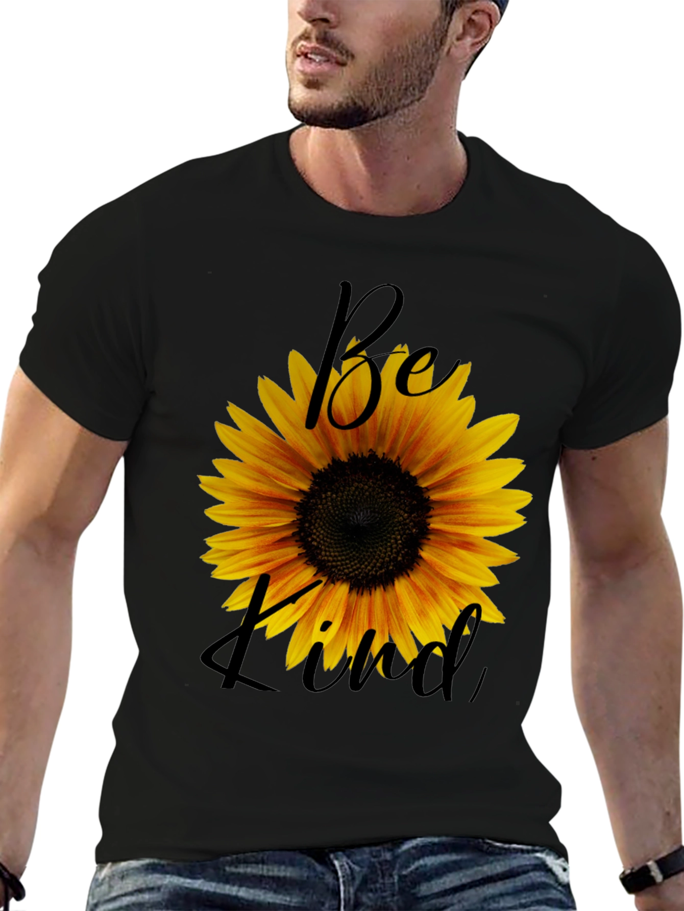 Sunflower Be Kind Graphic Black T-Shirt