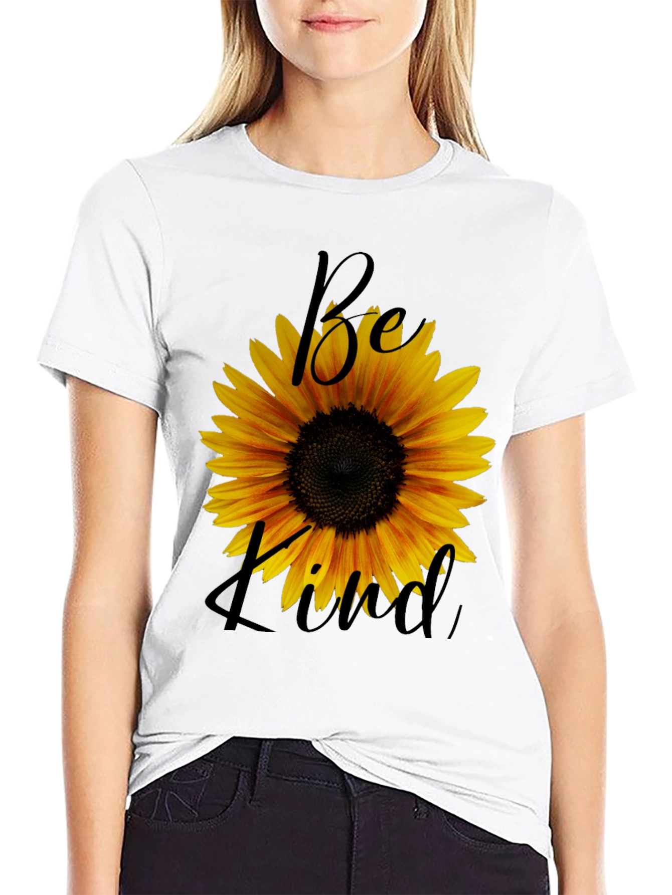 Sunflower Be Kind Graphic Black T-Shirt