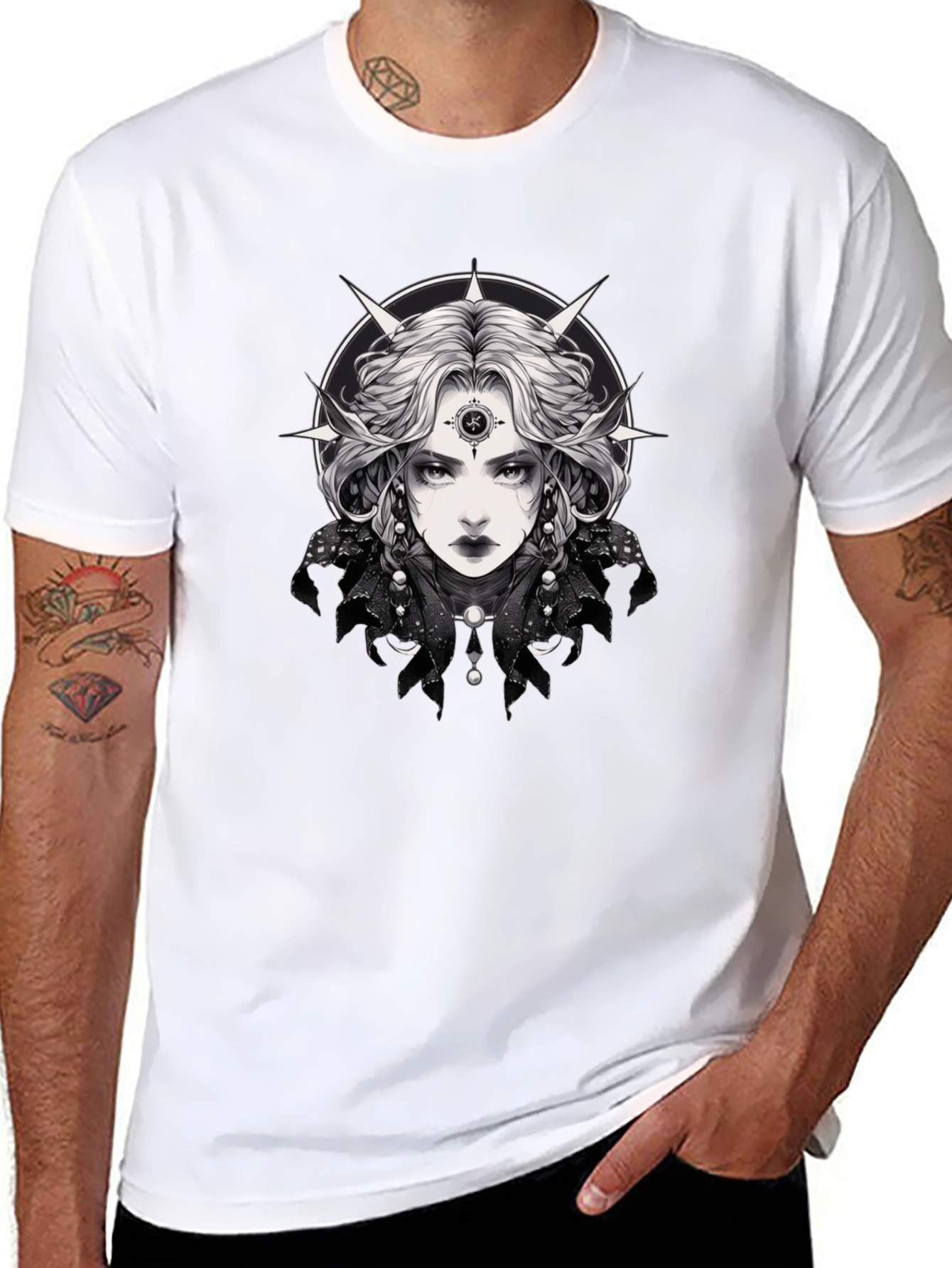 Gothic Witch Graphic Tee - Black Unisex T-Shirt