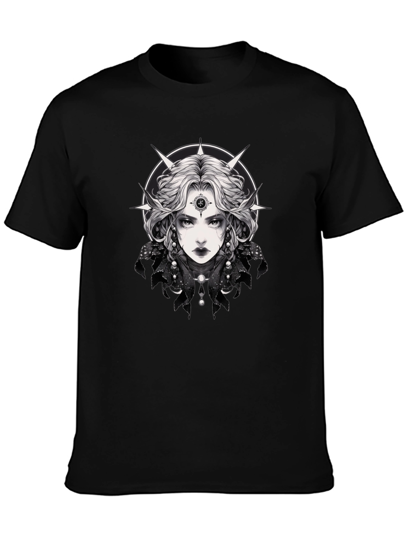 Gothic Witch Graphic Tee - Black Unisex T-Shirt