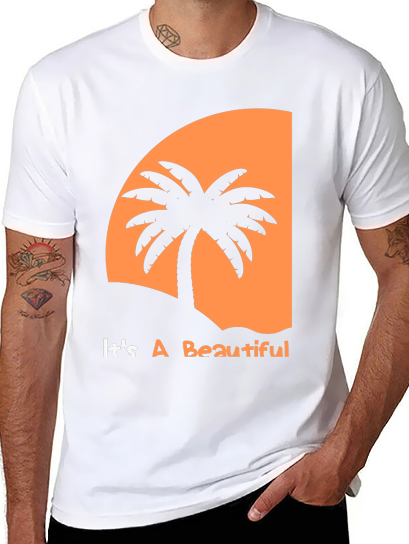 Tropical Sunset Palm Tree Graphic Tee
