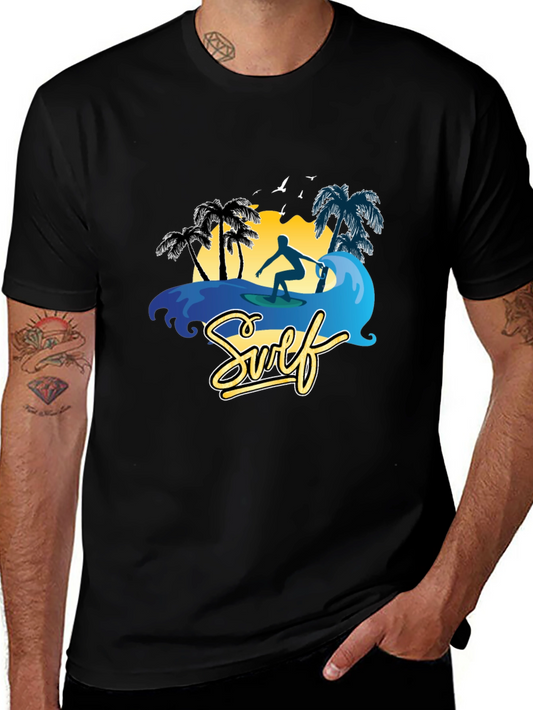 Surf Scene Graphic T-Shirt - Black