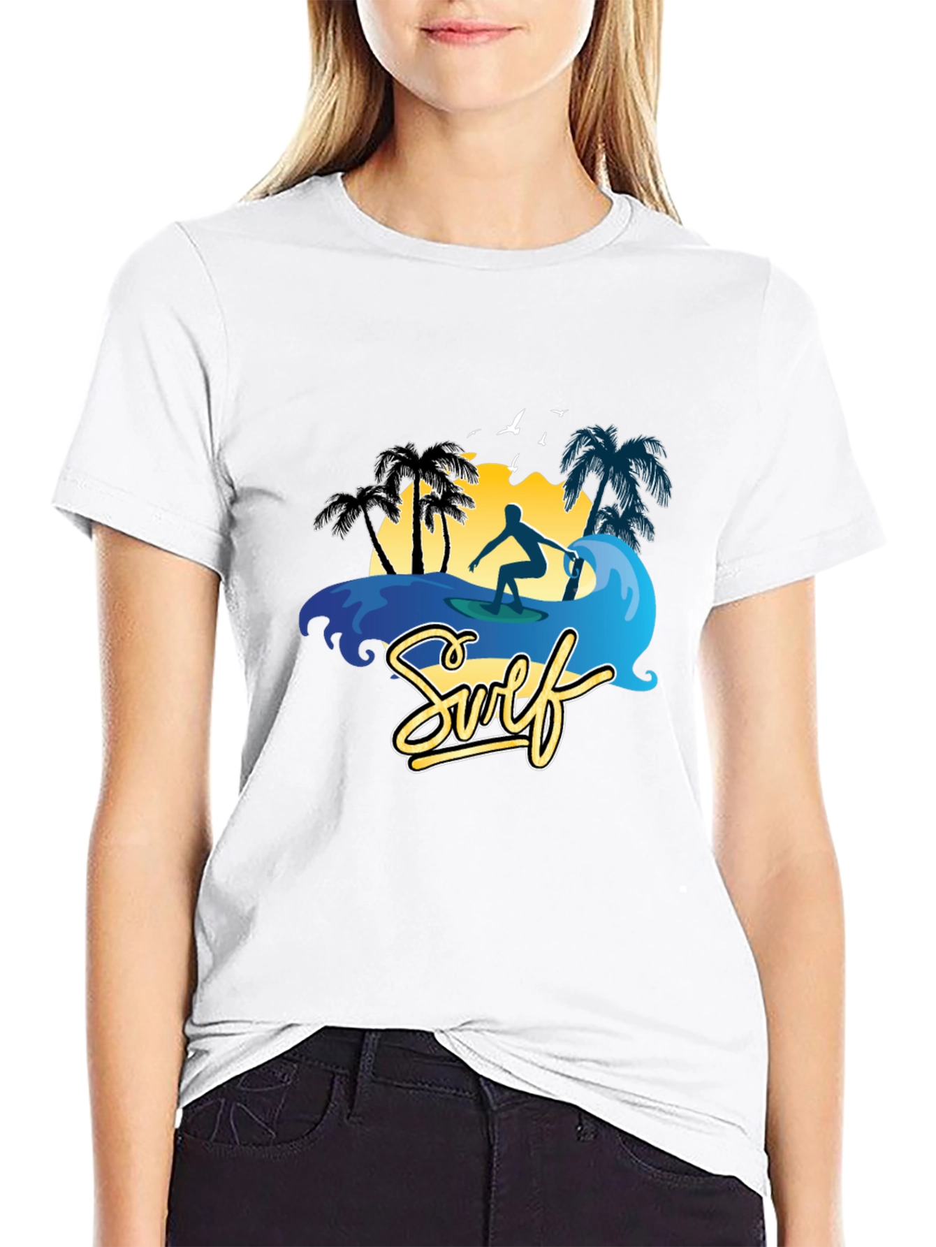 Surf Scene Graphic T-Shirt - Black