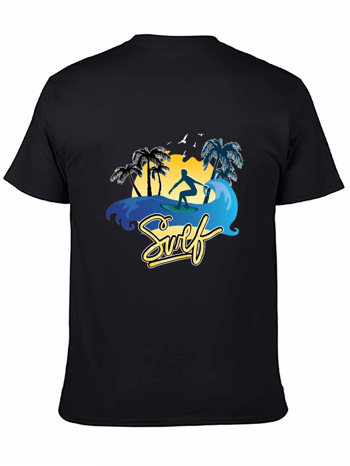 Surf Scene Graphic T-Shirt - Black