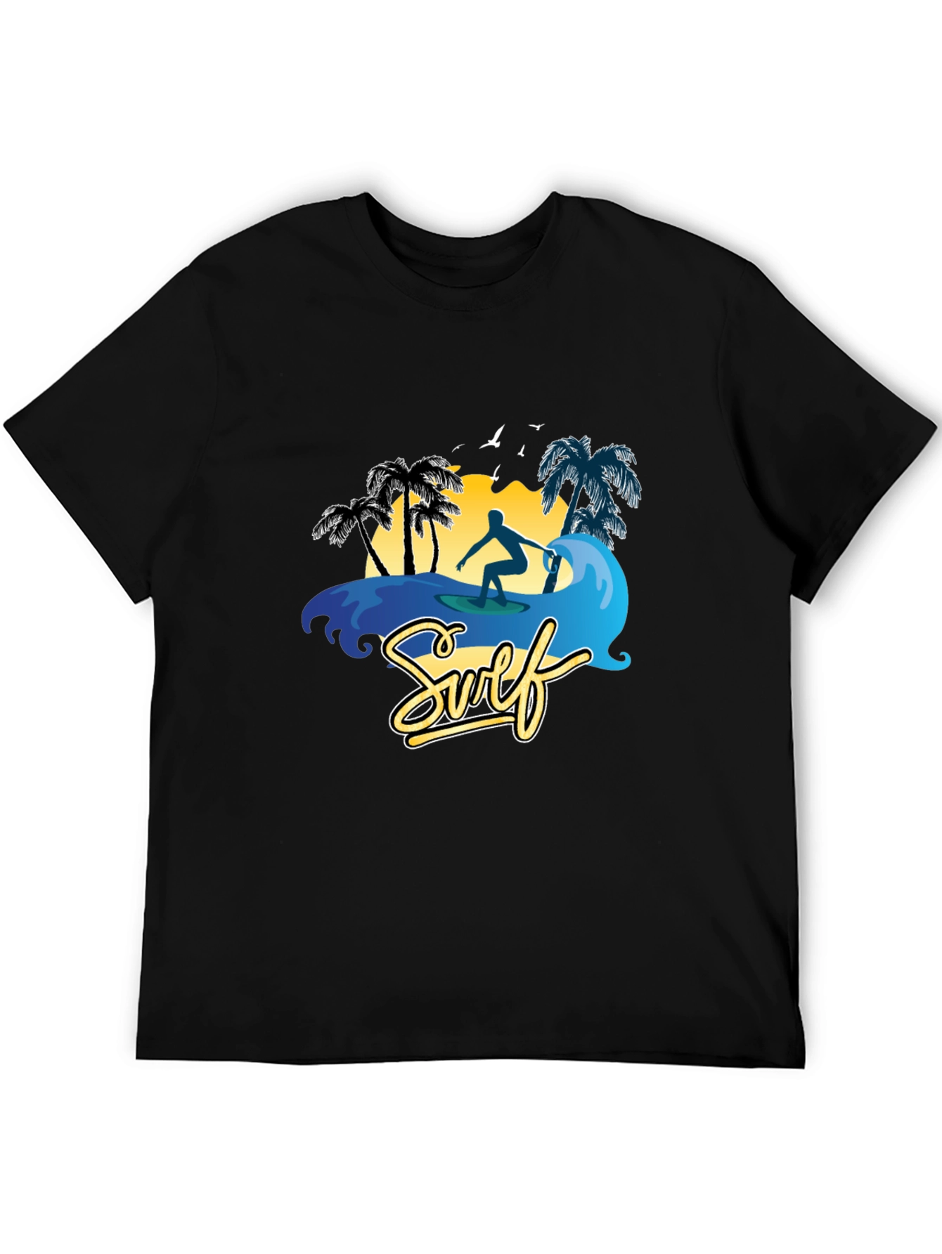 Surf Scene Graphic T-Shirt - Black