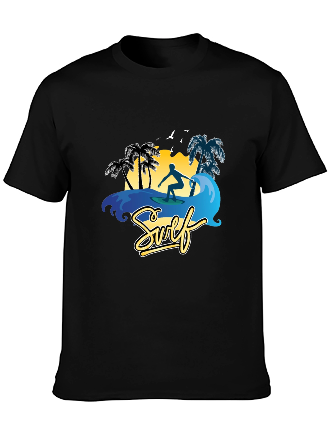 Surf Scene Graphic T-Shirt - Black
