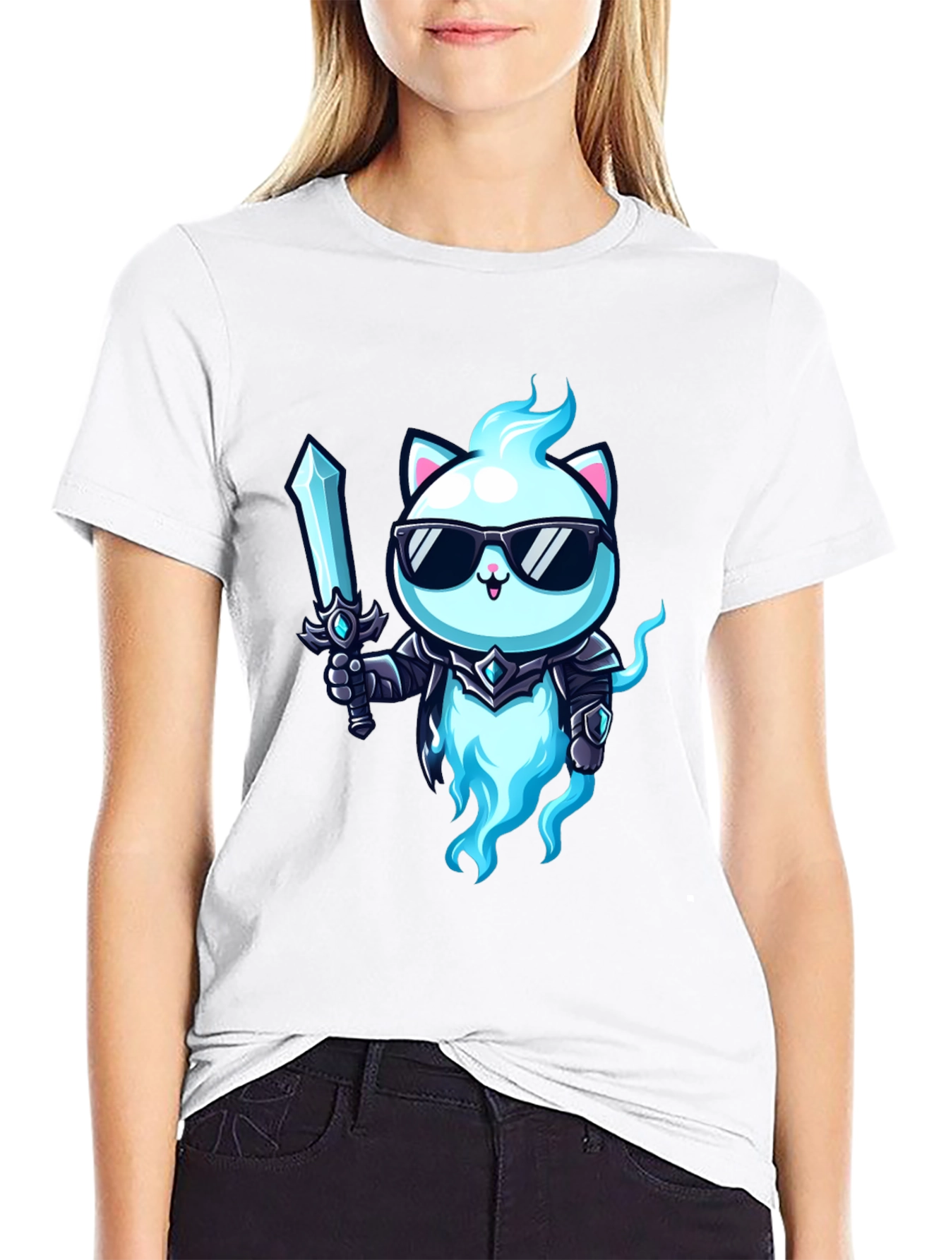 Cool Cat Warrior T-Shirt - Unique Graphic Tee