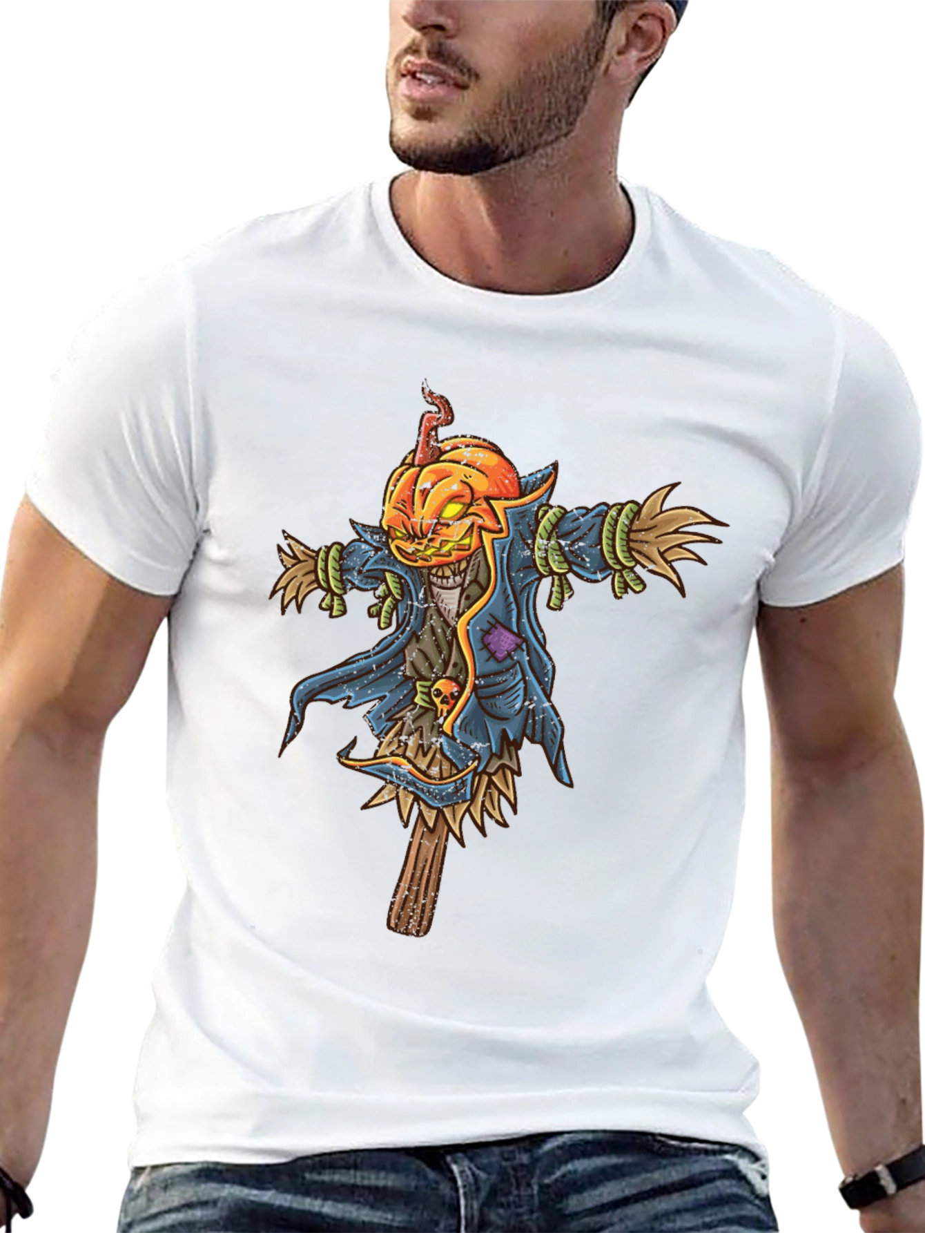 Pumpkin Head Scarecrow Graphic Tee