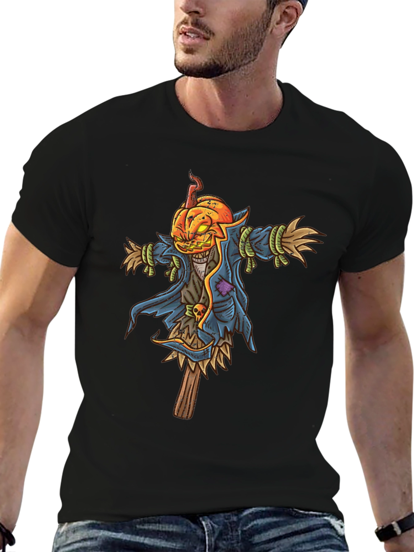 Pumpkin Head Scarecrow Graphic Tee