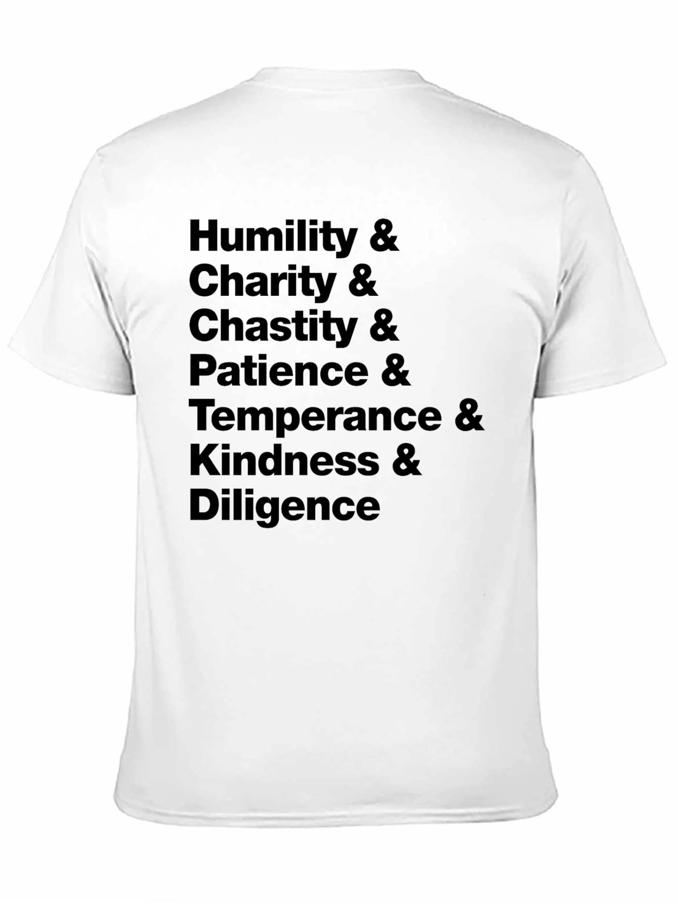 Virtues Black T-Shirt - Humility Charity Chastity