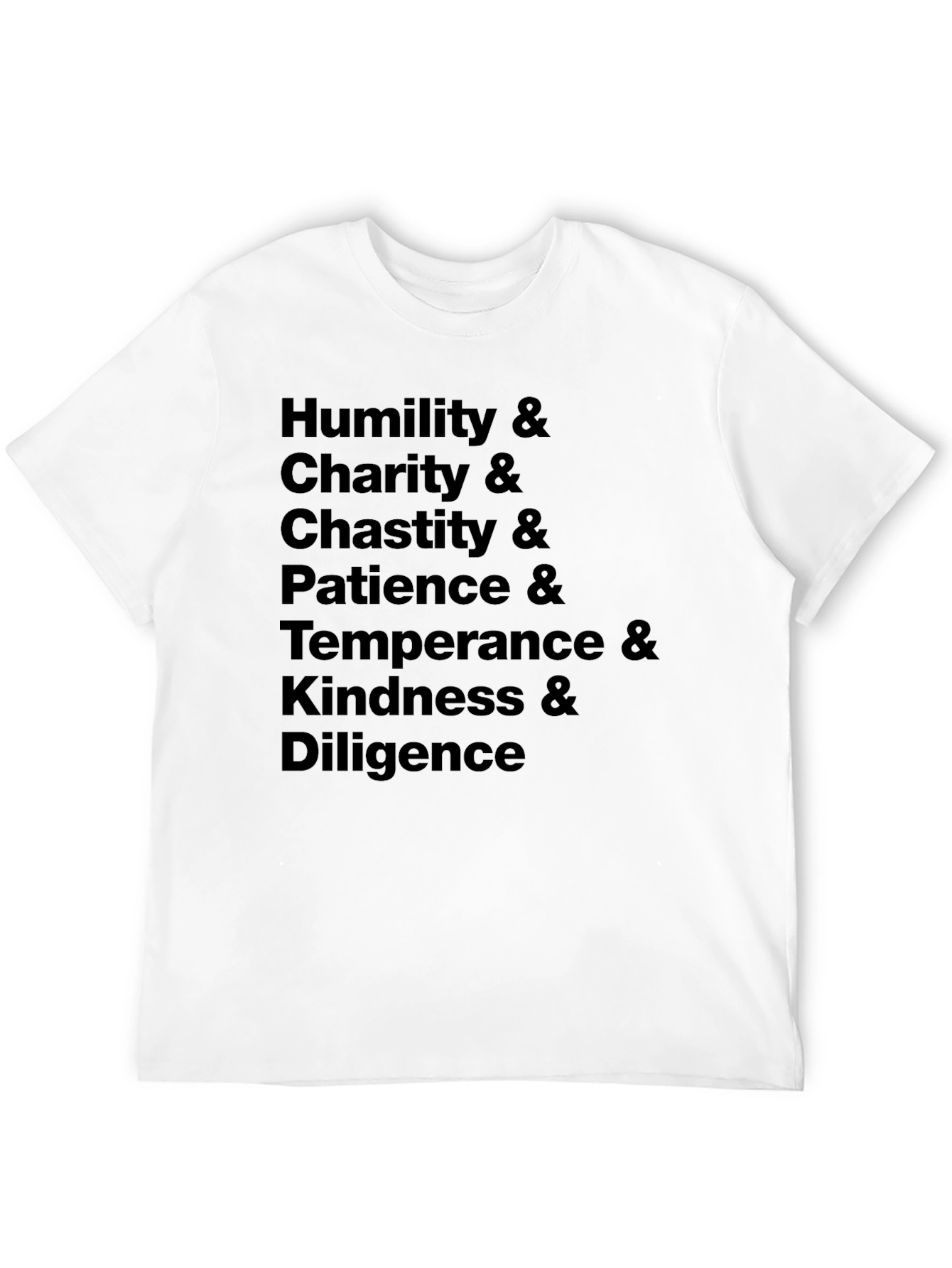 Virtues Black T-Shirt - Humility Charity Chastity