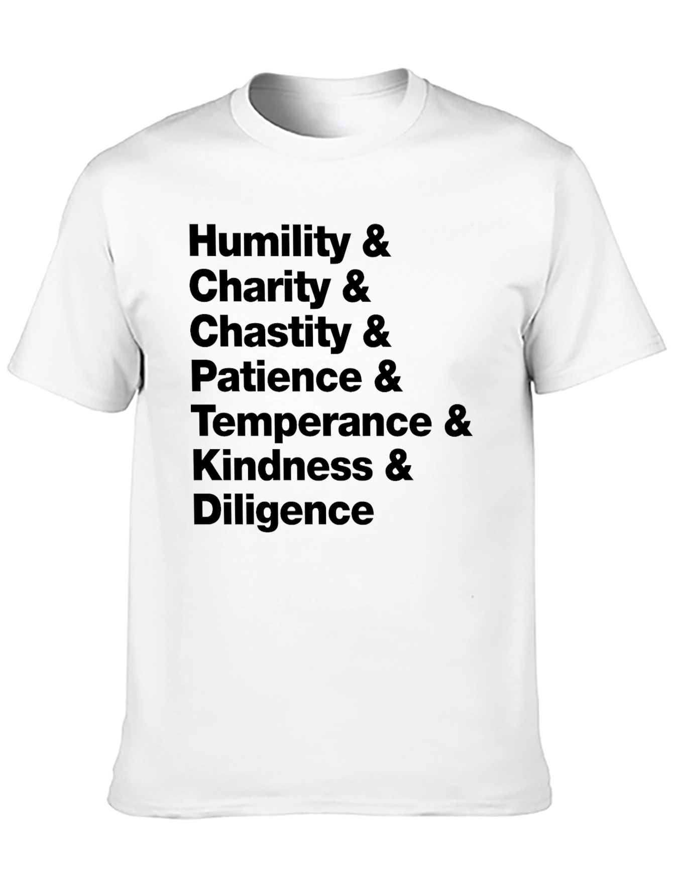 Virtues Black T-Shirt - Humility Charity Chastity