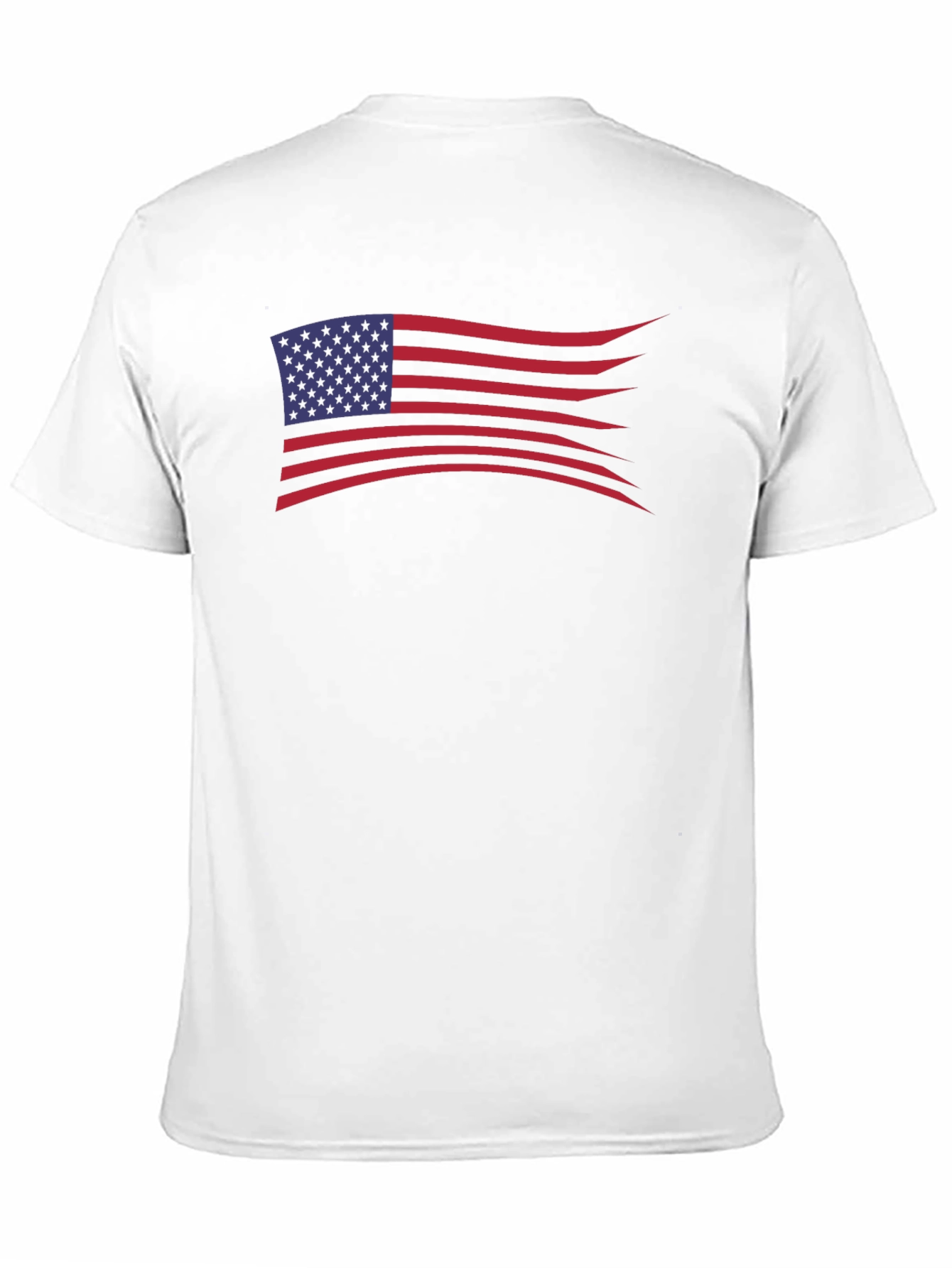 American Flag Wavy Design Black T-Shirt