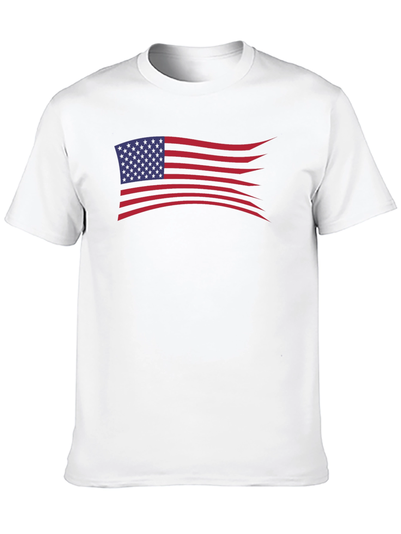 American Flag Wavy Design Black T-Shirt