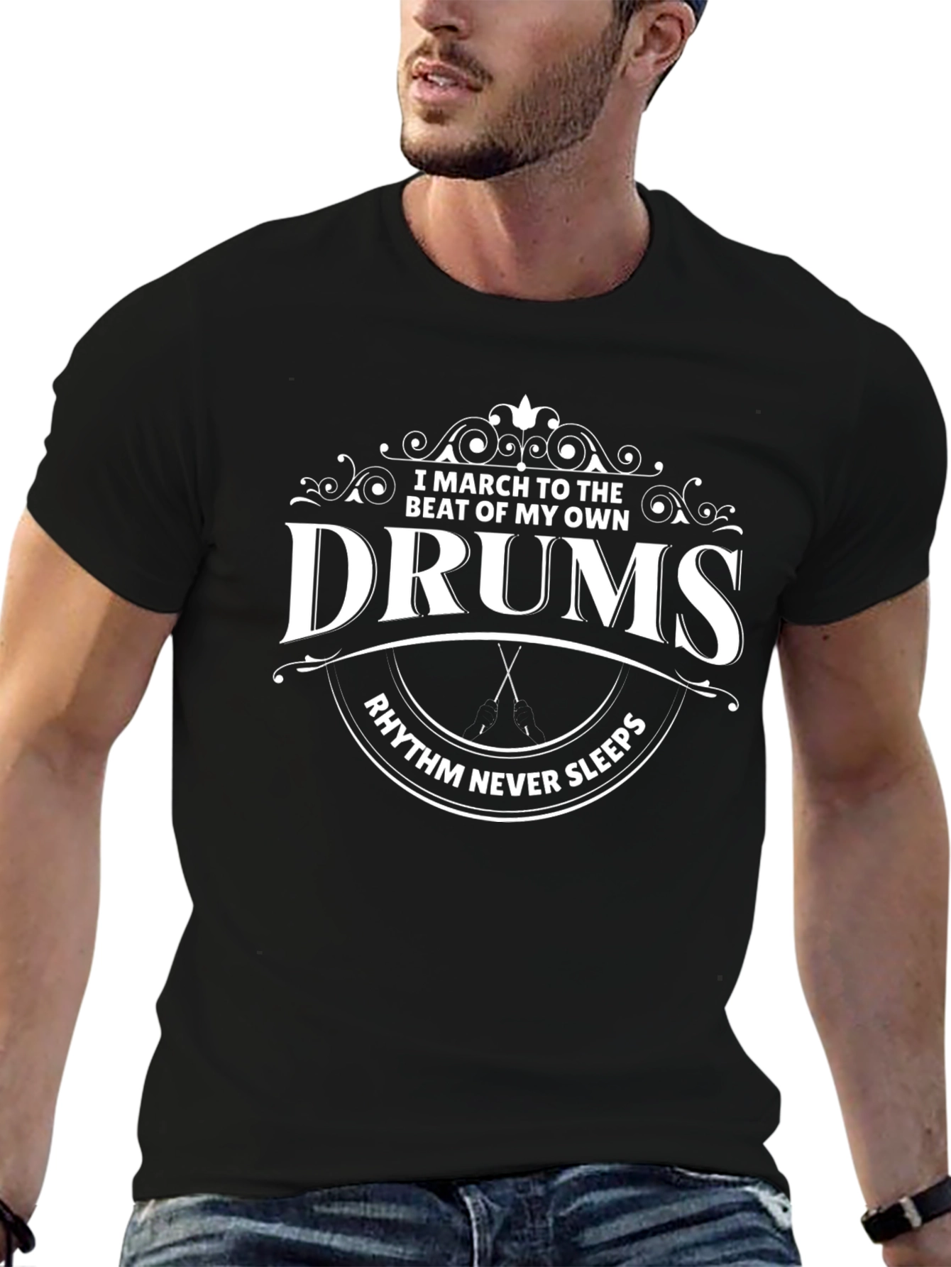 Rhythm Never Sleeps Black Graphic Tee