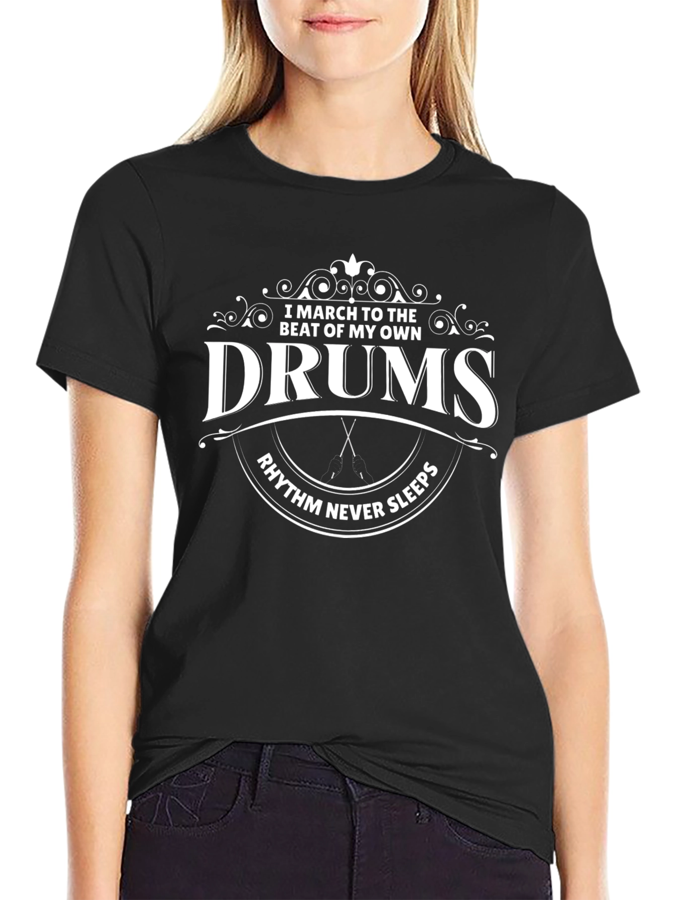 Rhythm Never Sleeps Black Graphic Tee