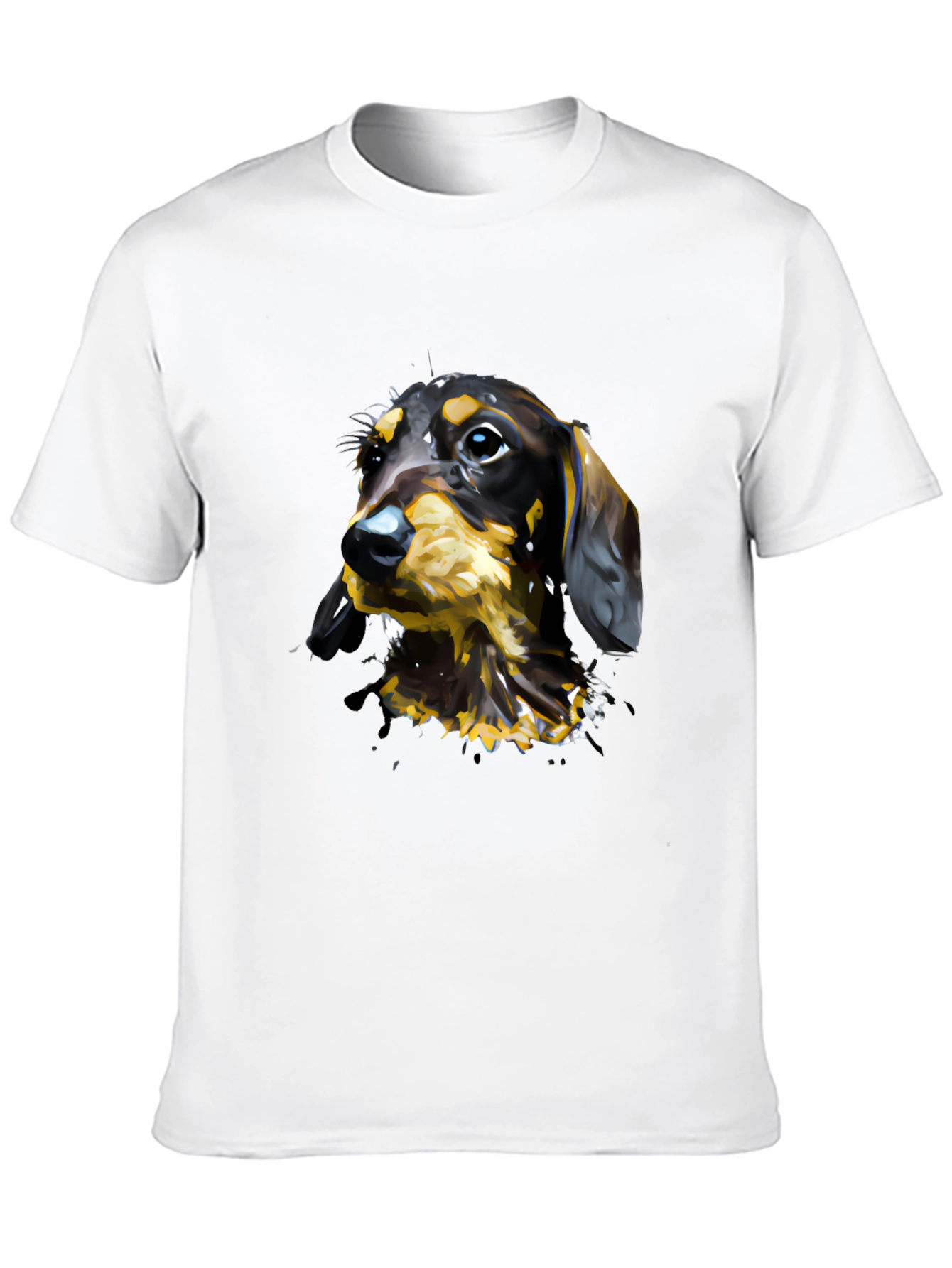 Dachshund Dog Art T-Shirt - Mens Black Tee