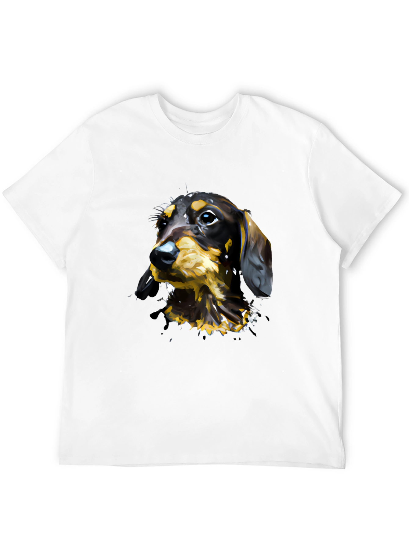 Dachshund Dog Art T-Shirt - Mens Black Tee