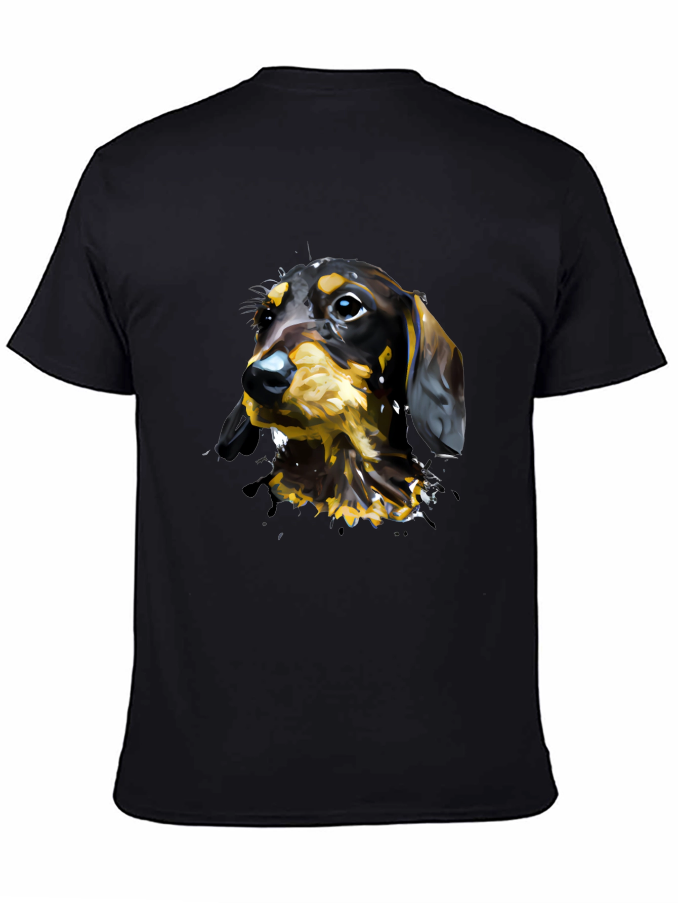 Dachshund Dog Art T-Shirt - Mens Black Tee