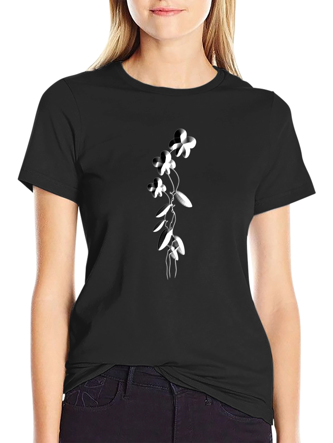 Floral Print Black T-Shirt: Modern Style