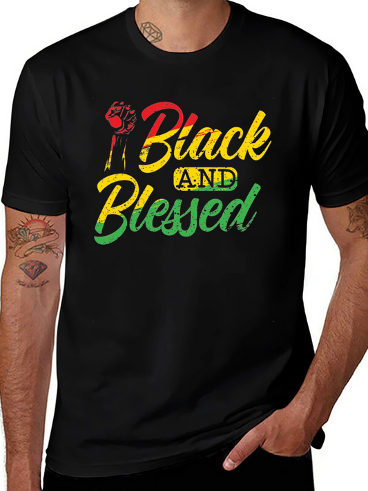 Black and Blessed T-Shirt - Pan-African Colors