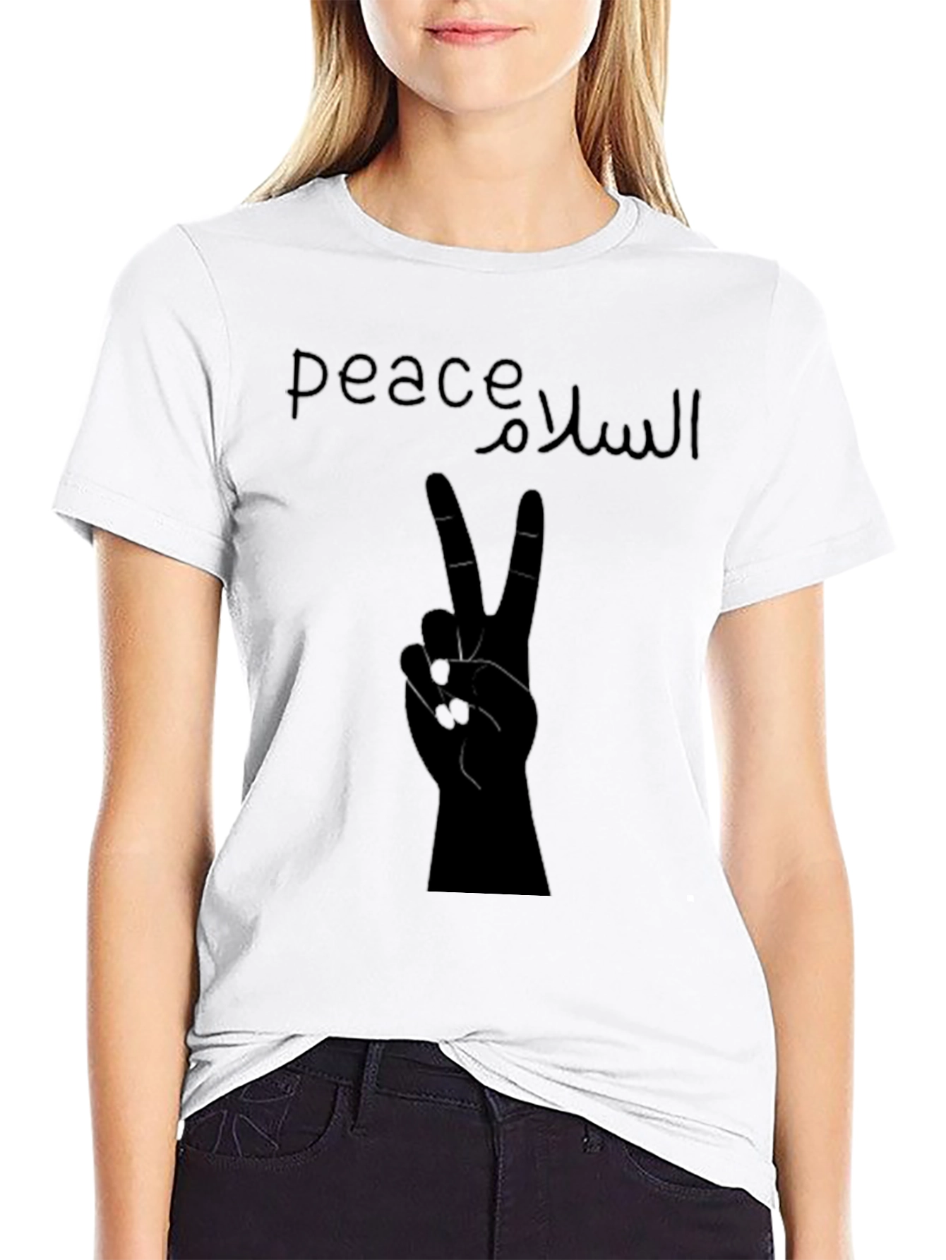 Peace Hand Sign T-Shirt Arabic Script
