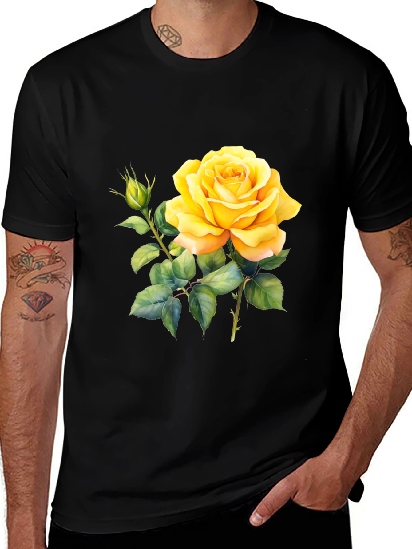 Yellow Rose T-Shirt - Floral Graphic Tee