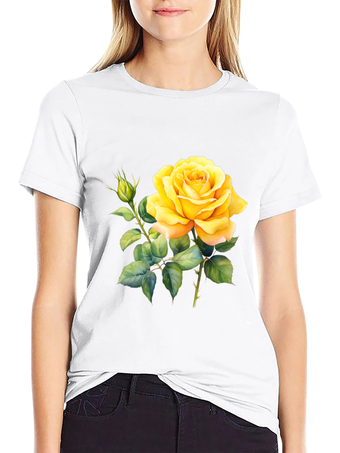 Yellow Rose T-Shirt - Floral Graphic Tee