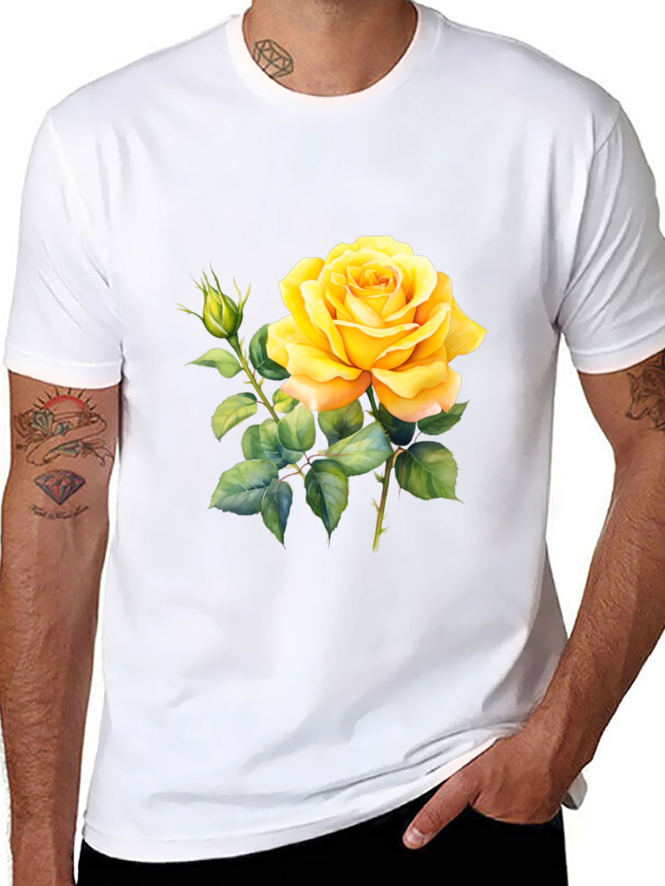 Yellow Rose T-Shirt - Floral Graphic Tee