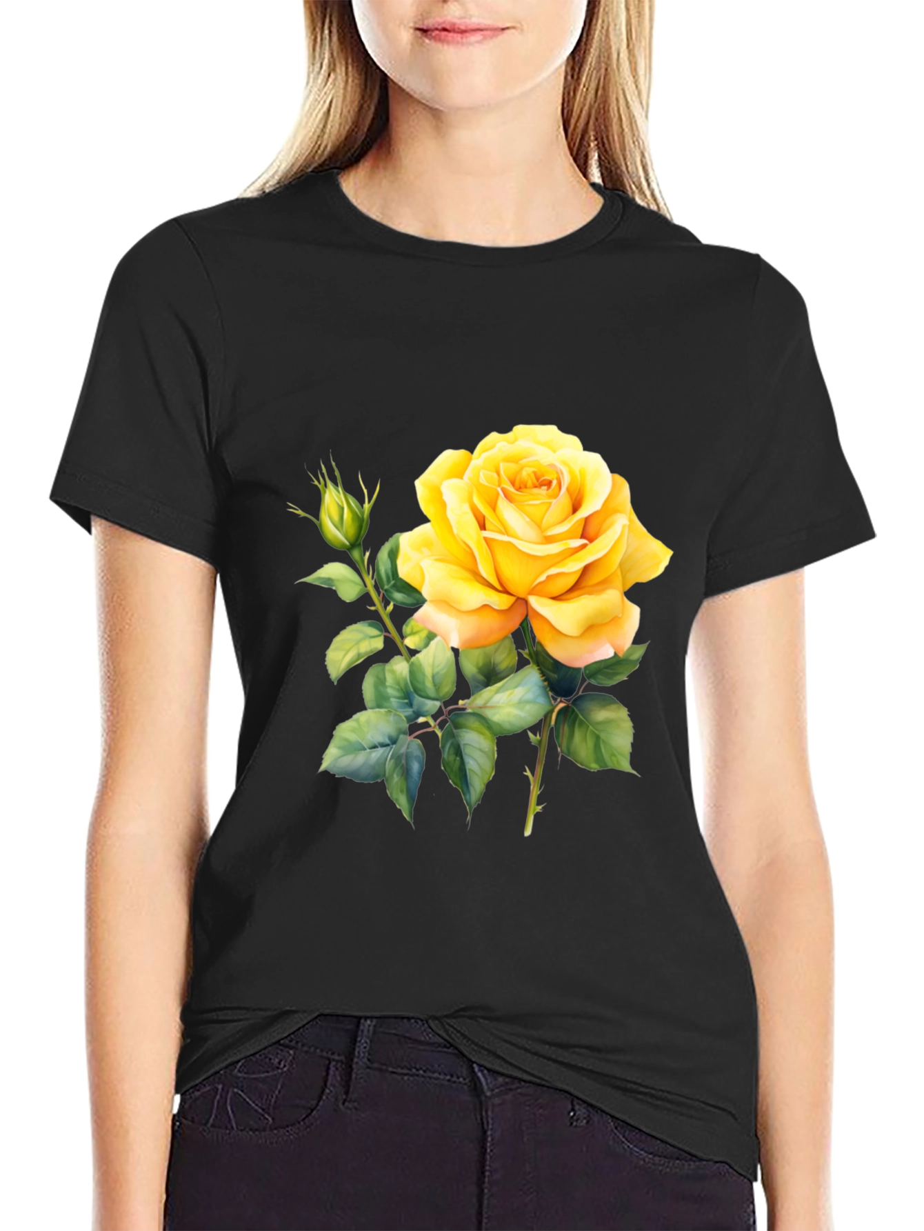 Yellow Rose T-Shirt - Floral Graphic Tee