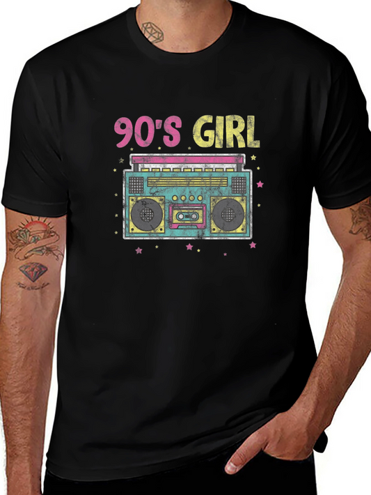 90s Girl Retro Boombox Graphic Tee