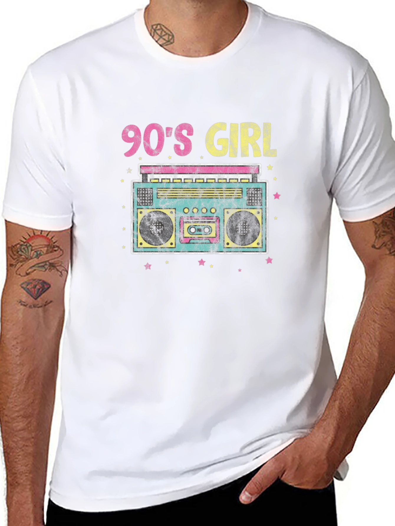 90s Girl Retro Boombox Graphic Tee