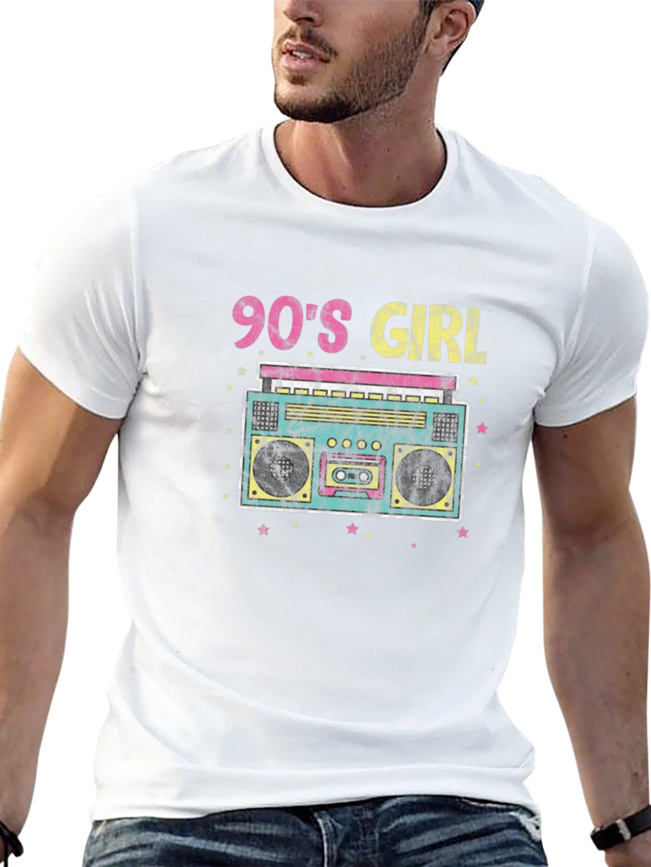 90s Girl Retro Boombox Graphic Tee