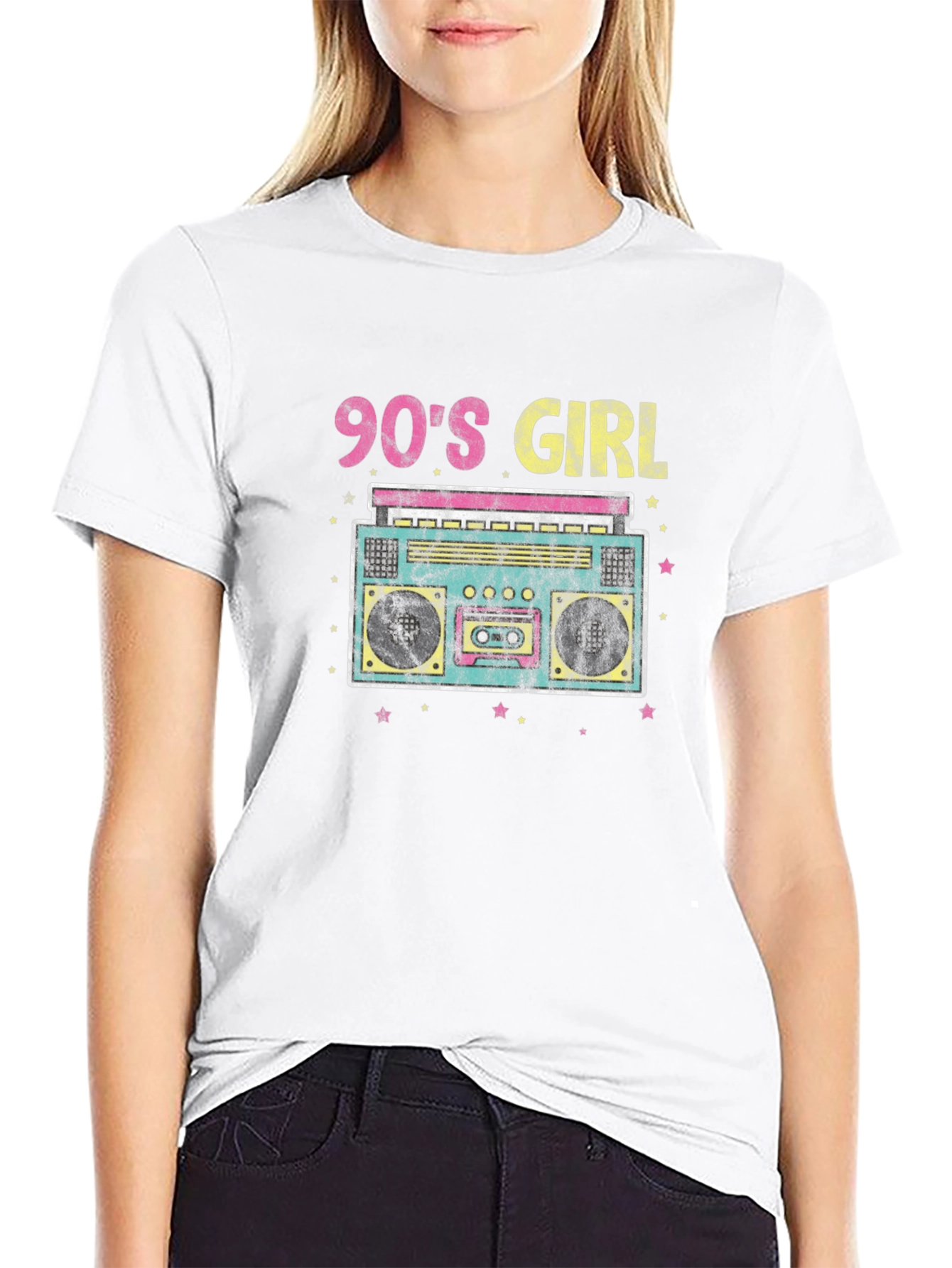 90s Girl Retro Boombox Graphic Tee