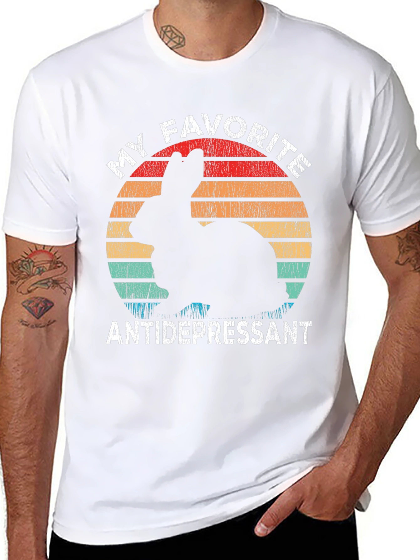My Favorite Antidepressant Rabbit Graphic T-Shirt