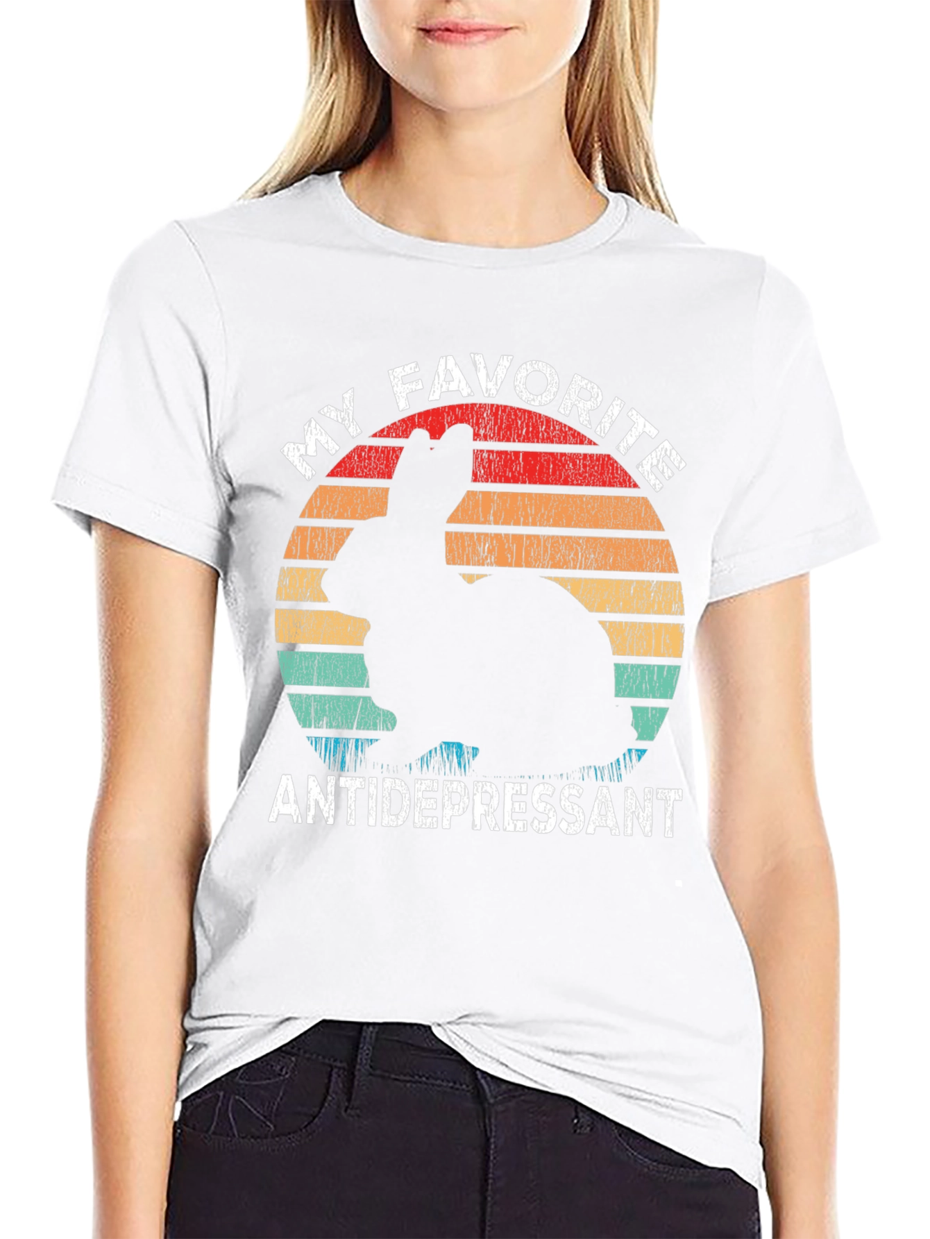 My Favorite Antidepressant Rabbit Graphic T-Shirt