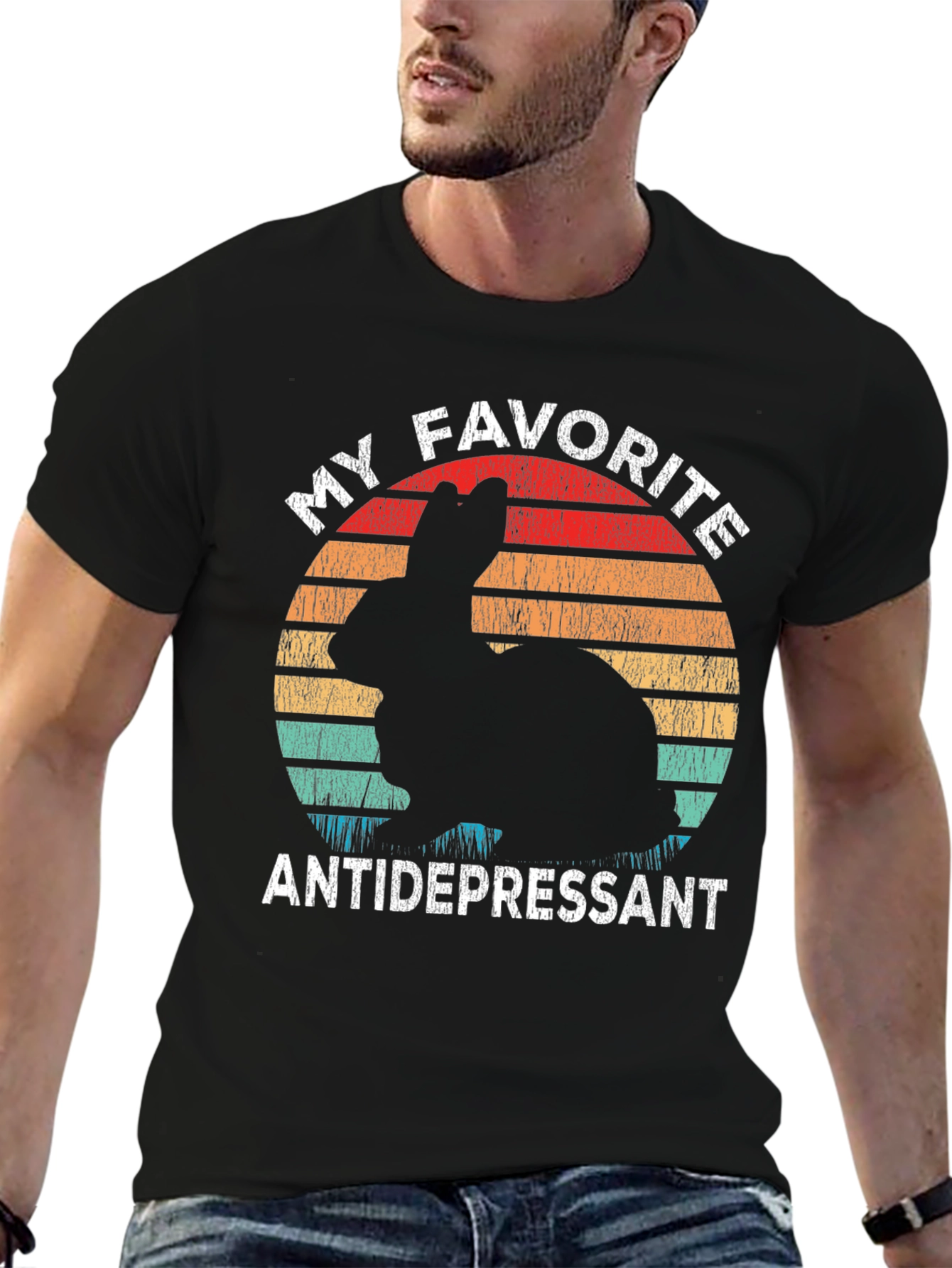 My Favorite Antidepressant Rabbit Graphic T-Shirt