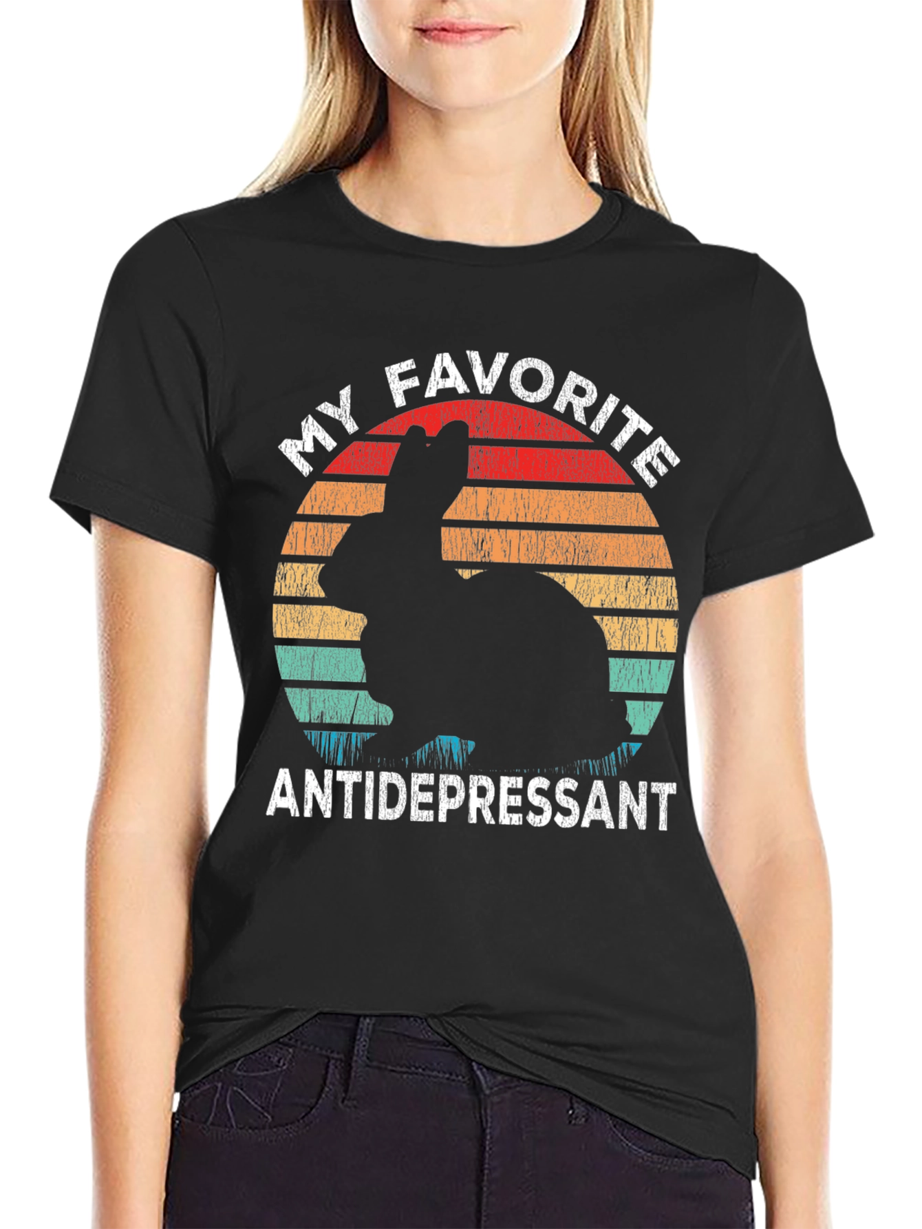 My Favorite Antidepressant Rabbit Graphic T-Shirt