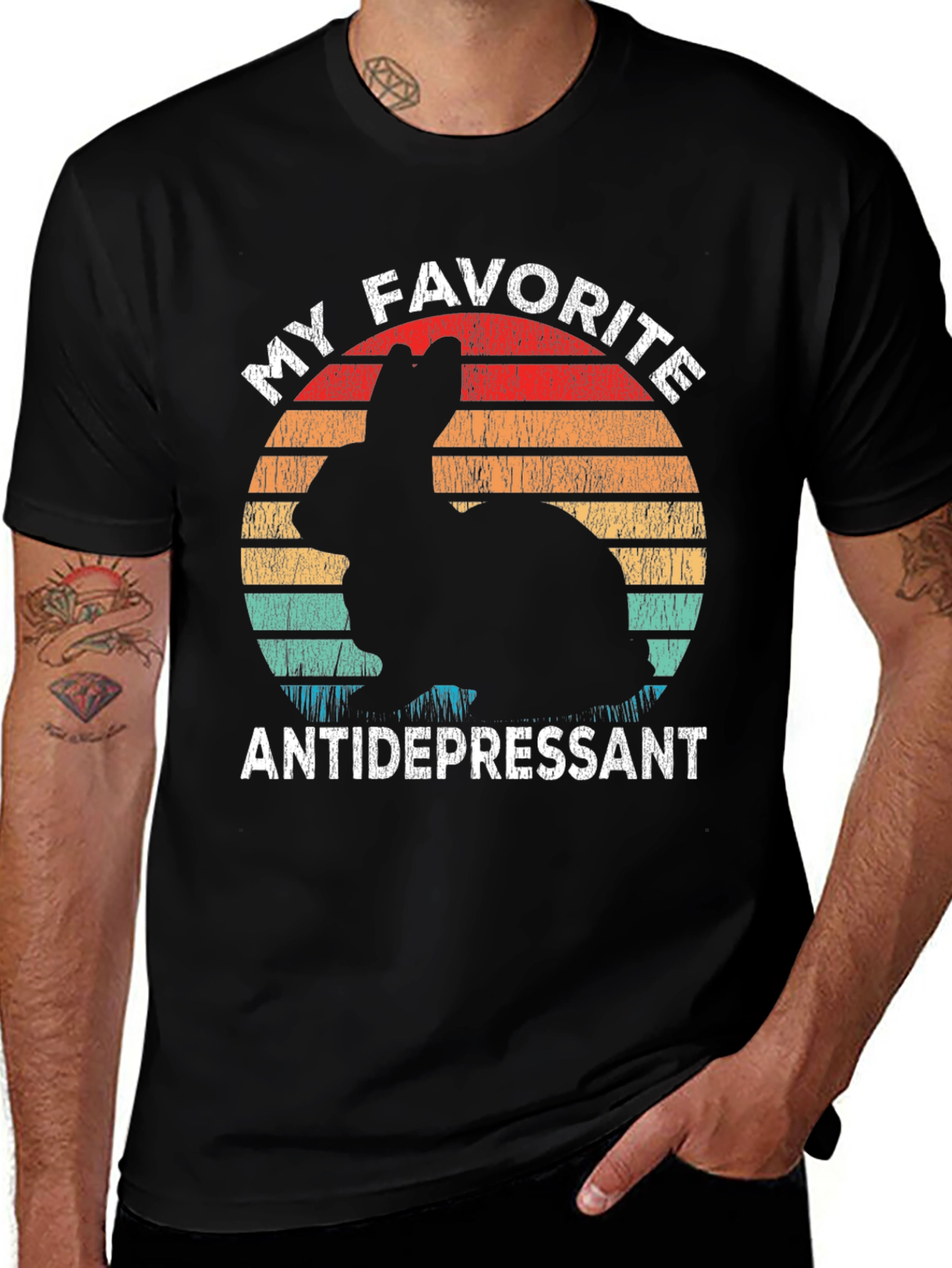 My Favorite Antidepressant Rabbit Graphic T-Shirt