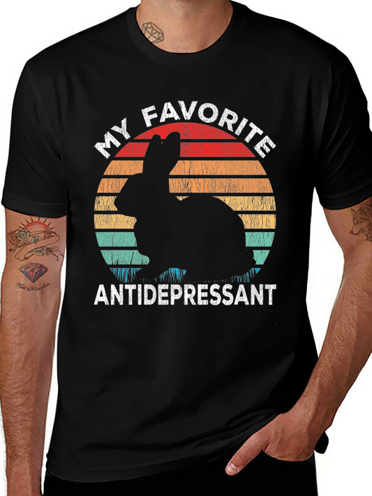 My Favorite Antidepressant Rabbit Graphic T-Shirt