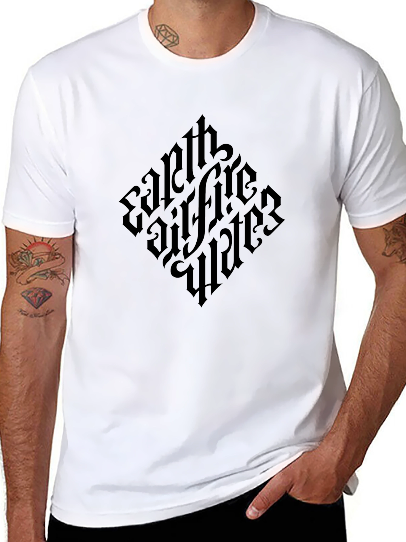 Earth Fire Water Gothic Black T-Shirt
