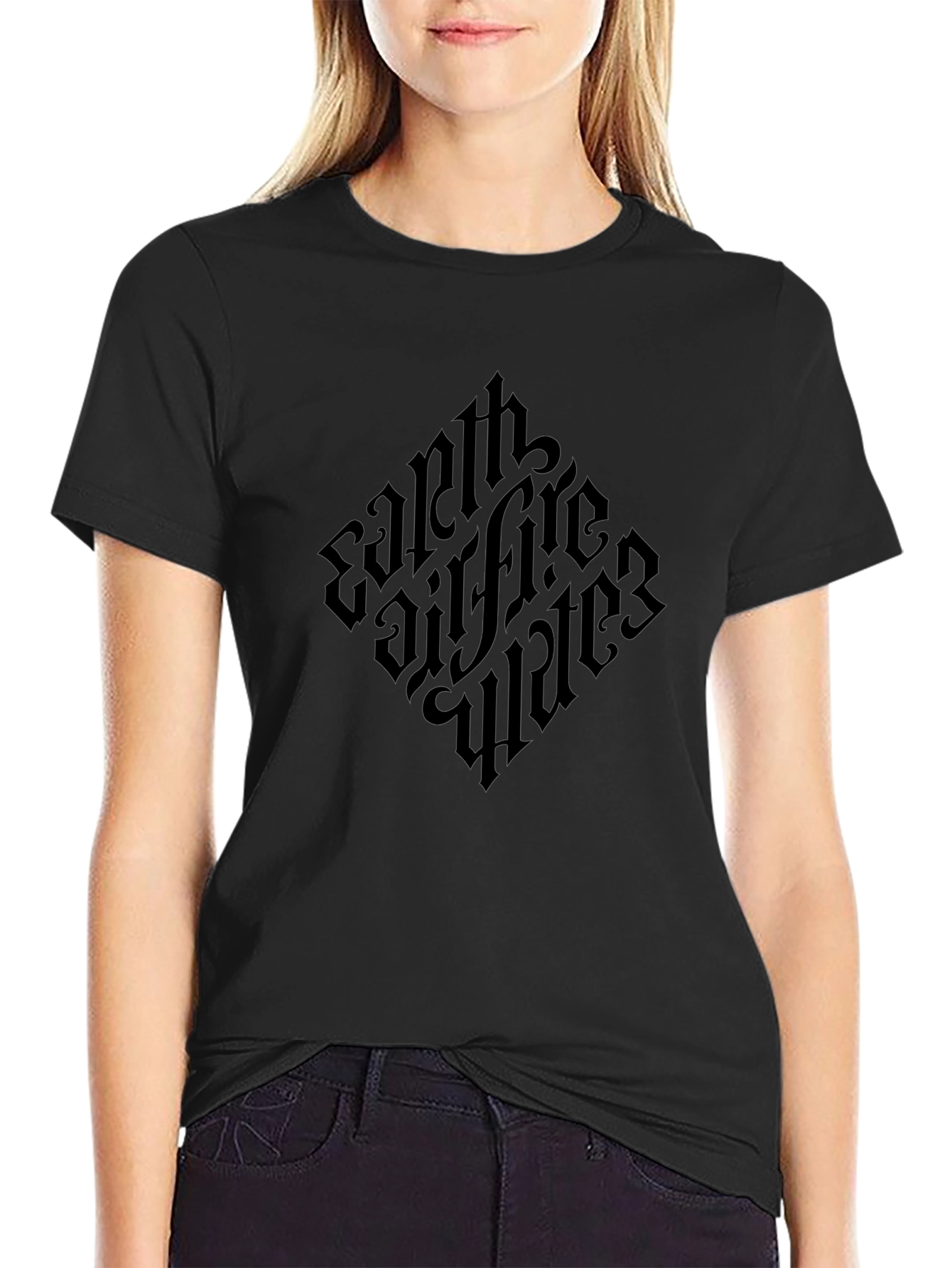 Earth Fire Water Gothic Black T-Shirt