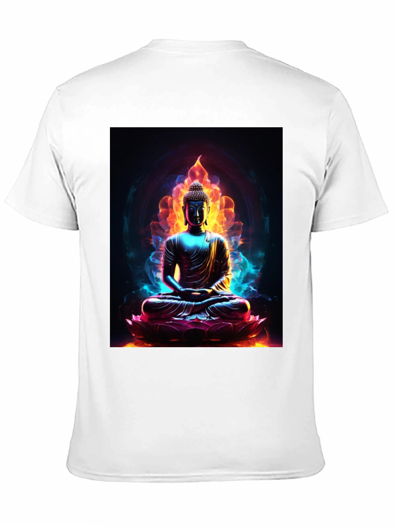 Buddha Lotus Flame Graphic Tee - Spiritual Comfort