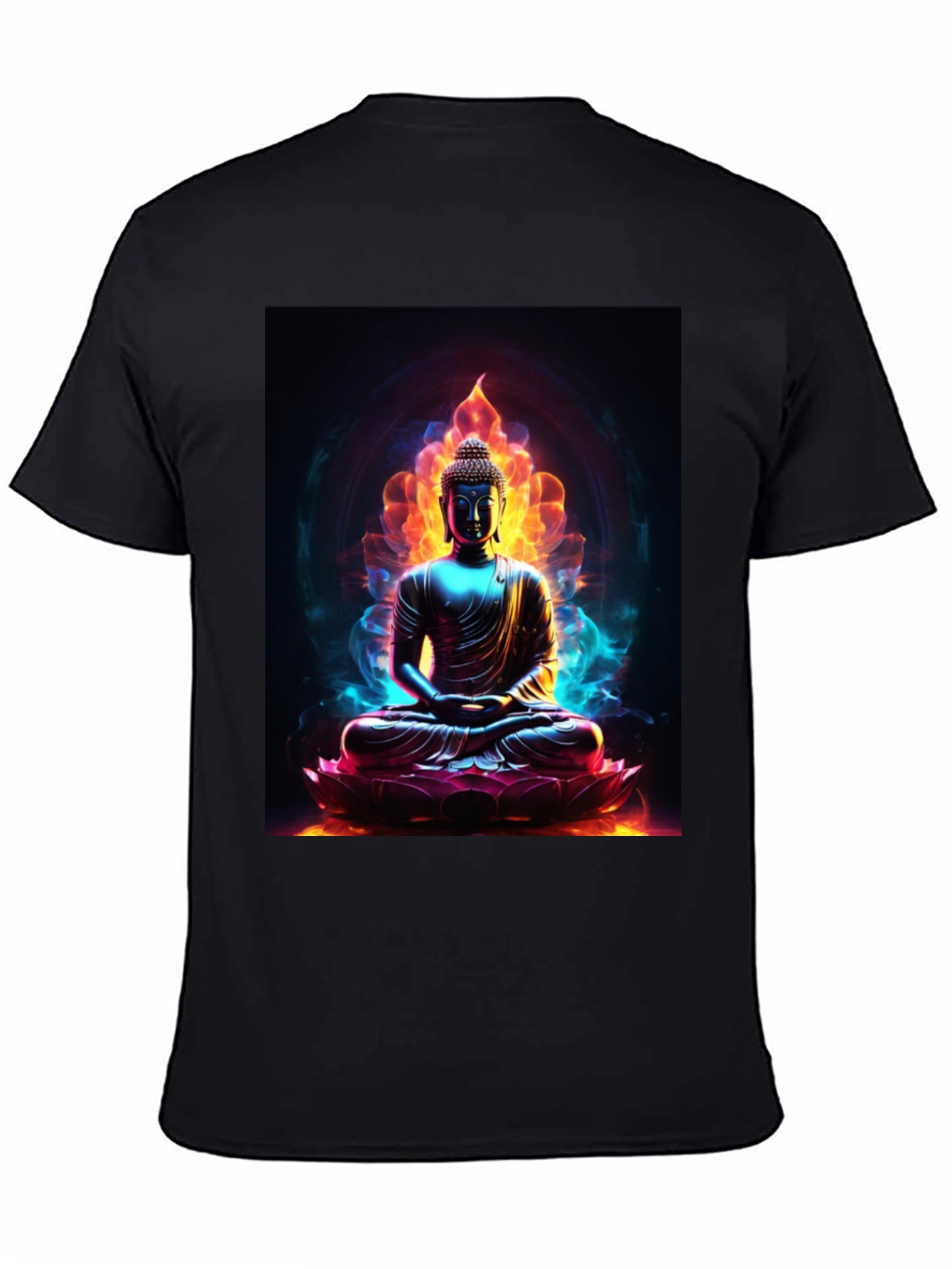 Buddha Lotus Flame Graphic Tee - Spiritual Comfort
