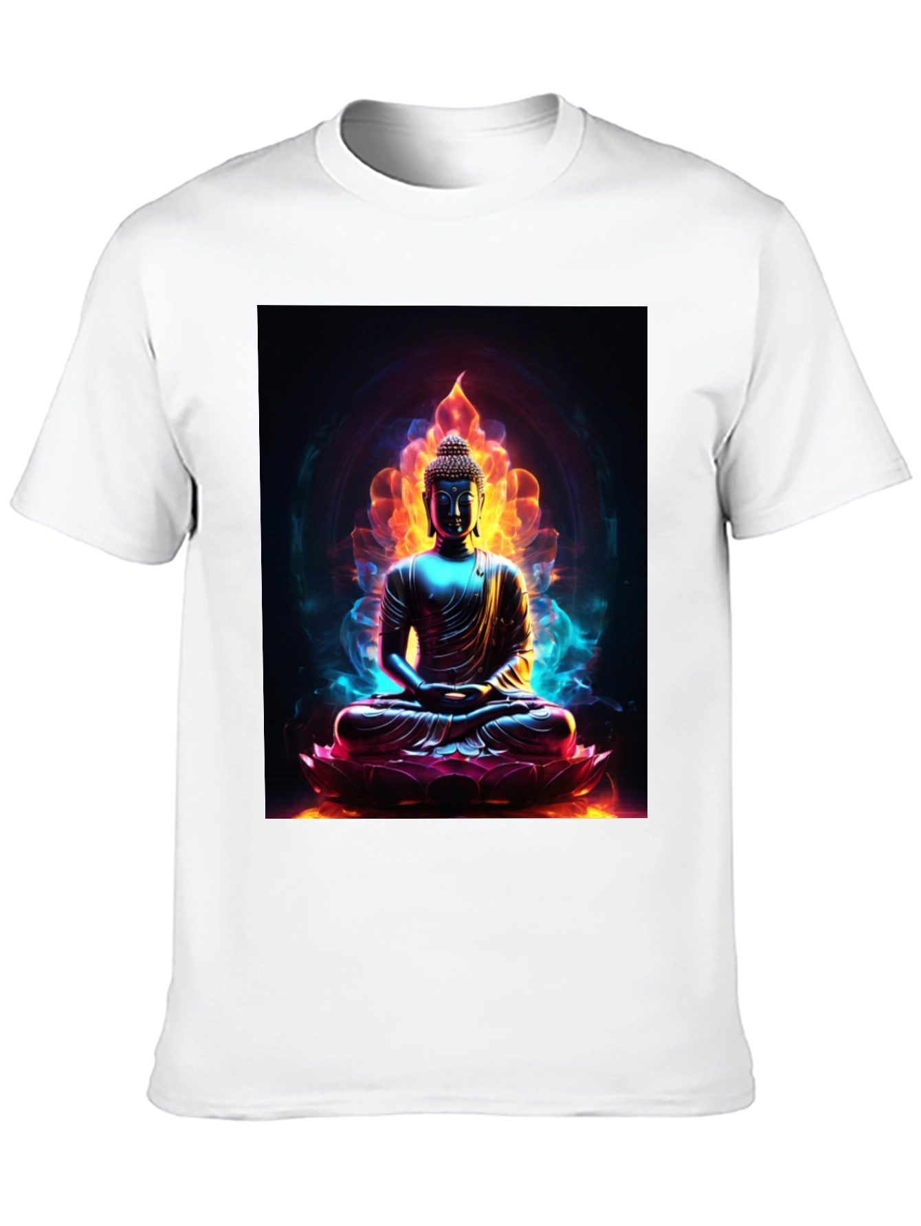 Buddha Lotus Flame Graphic Tee - Spiritual Comfort
