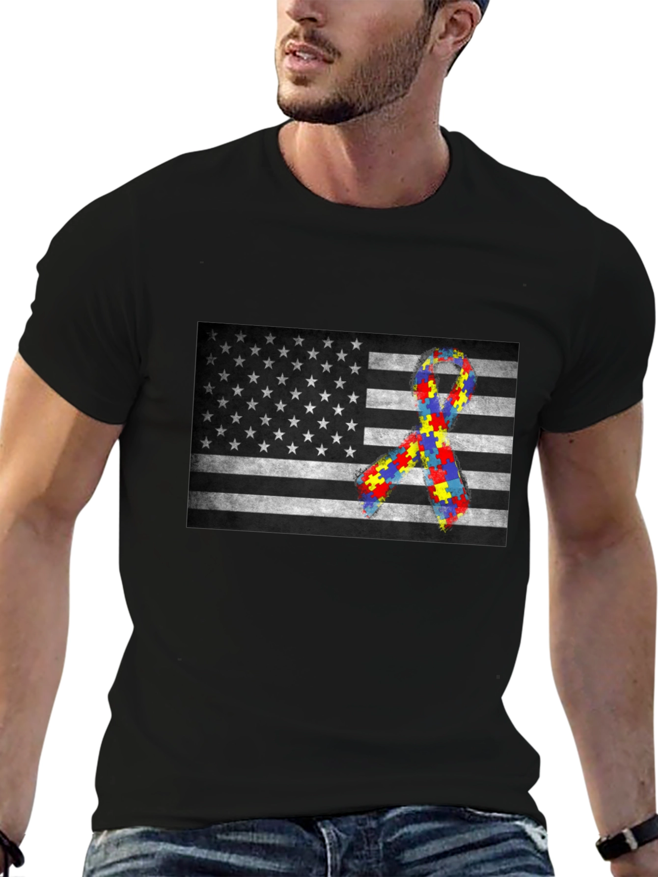 Autism Awareness USA Flag T-Shirt