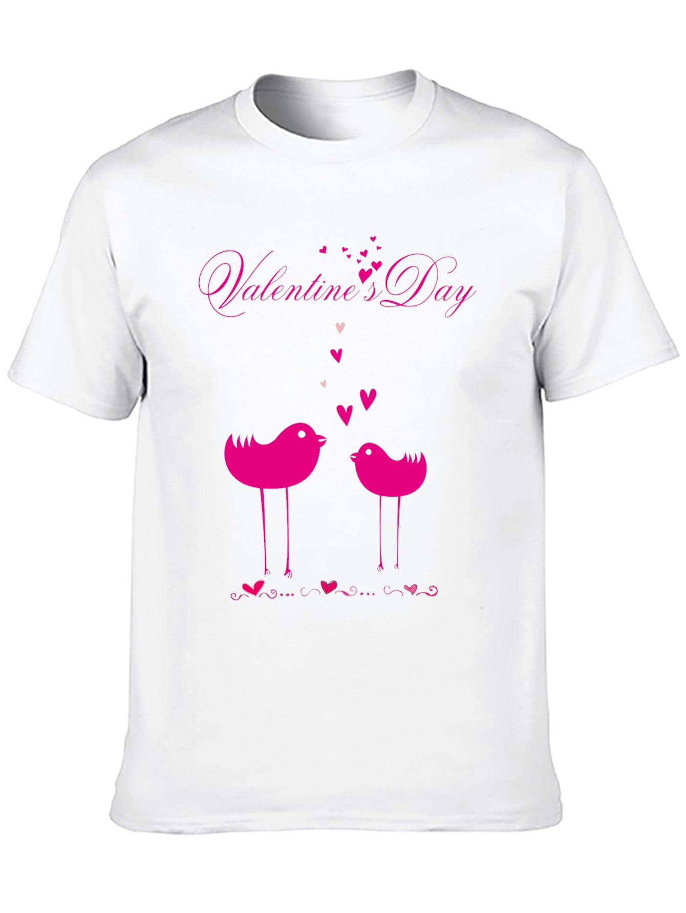 Valentines Day Birds Black T-Shirt