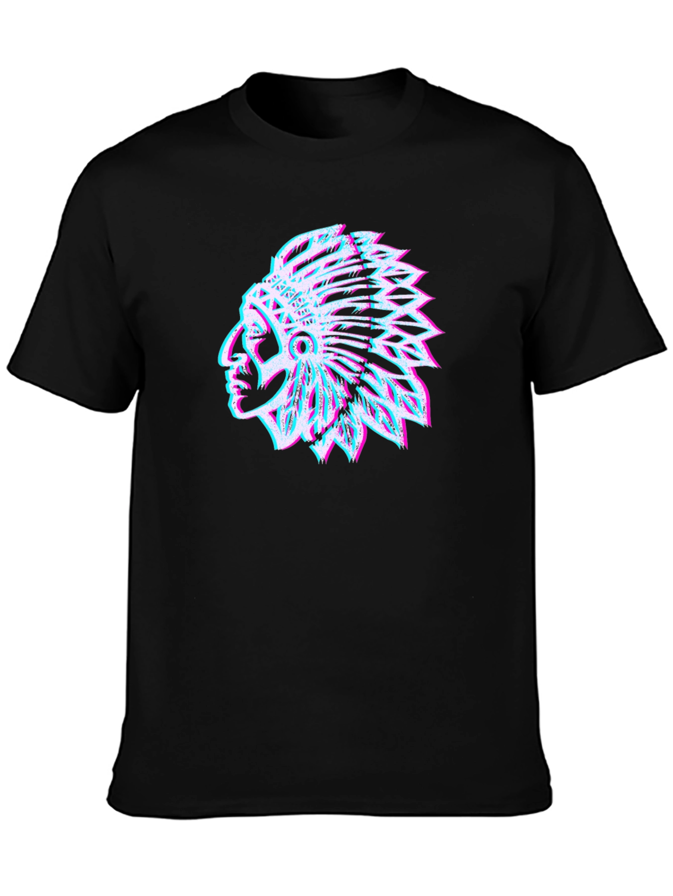 Native American Headdress Graphic Tee - Black