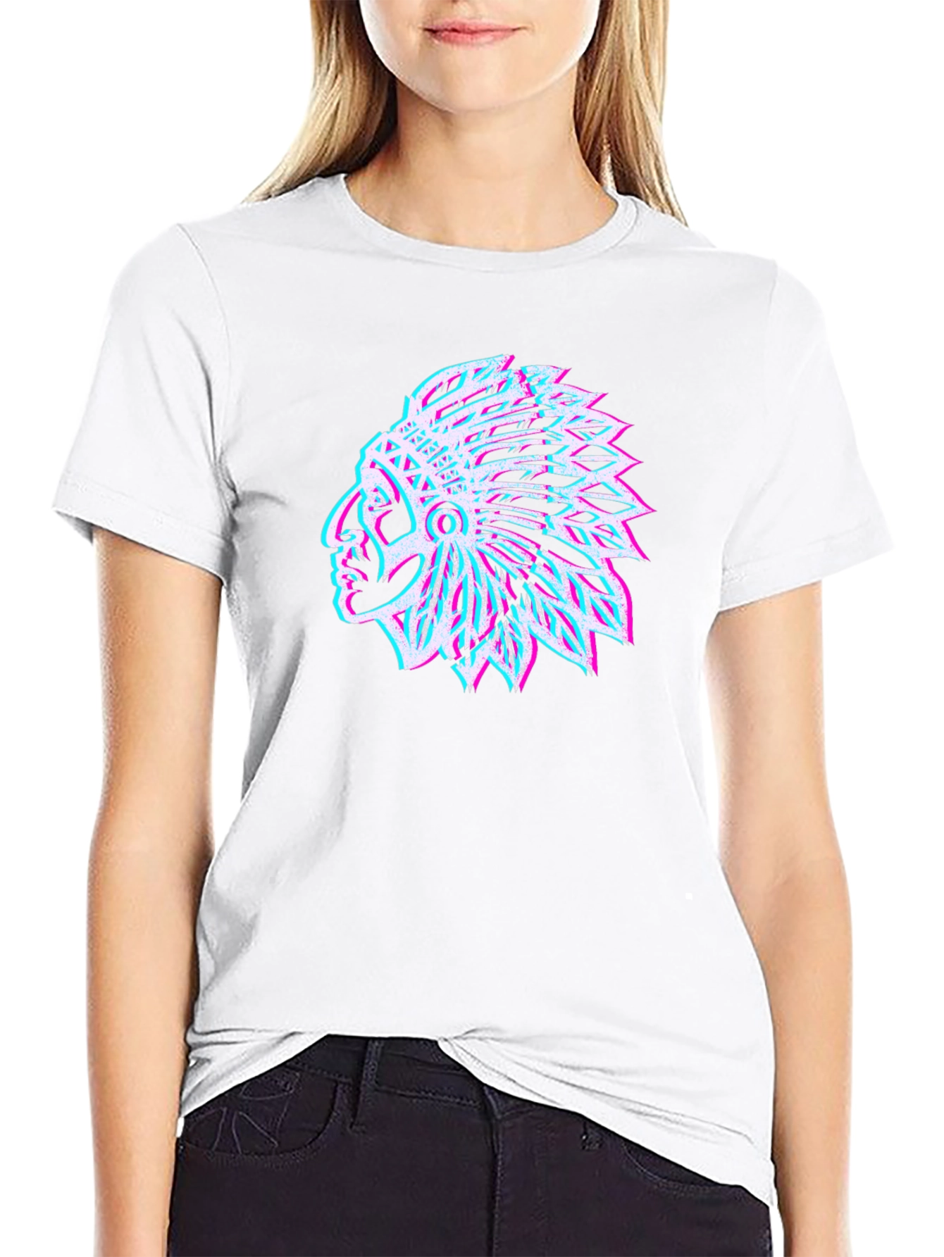 Native American Headdress Graphic Tee - Black