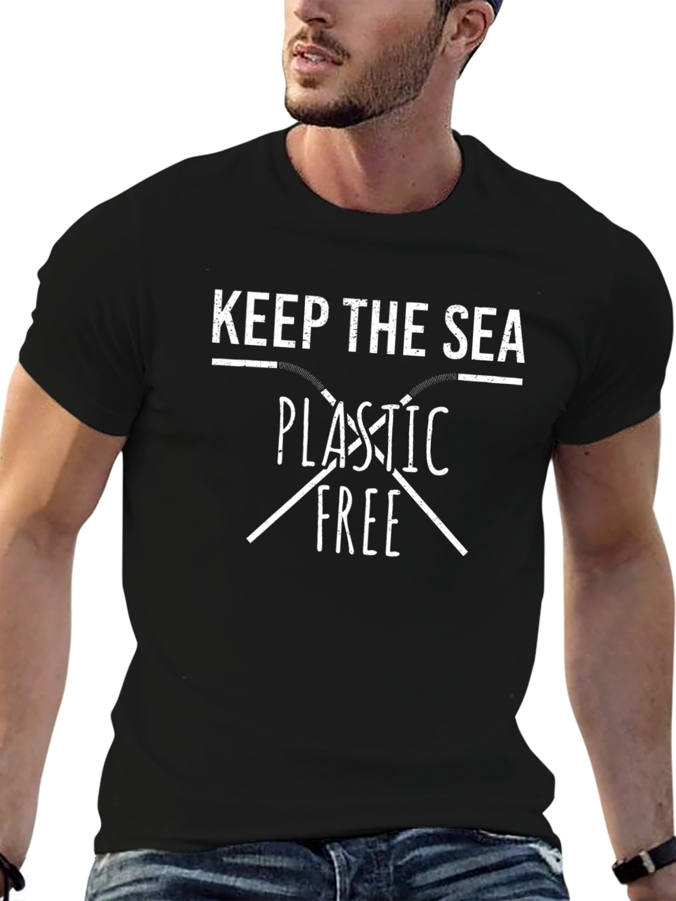 Keep The Sea Plastic Free Black T-Shirt